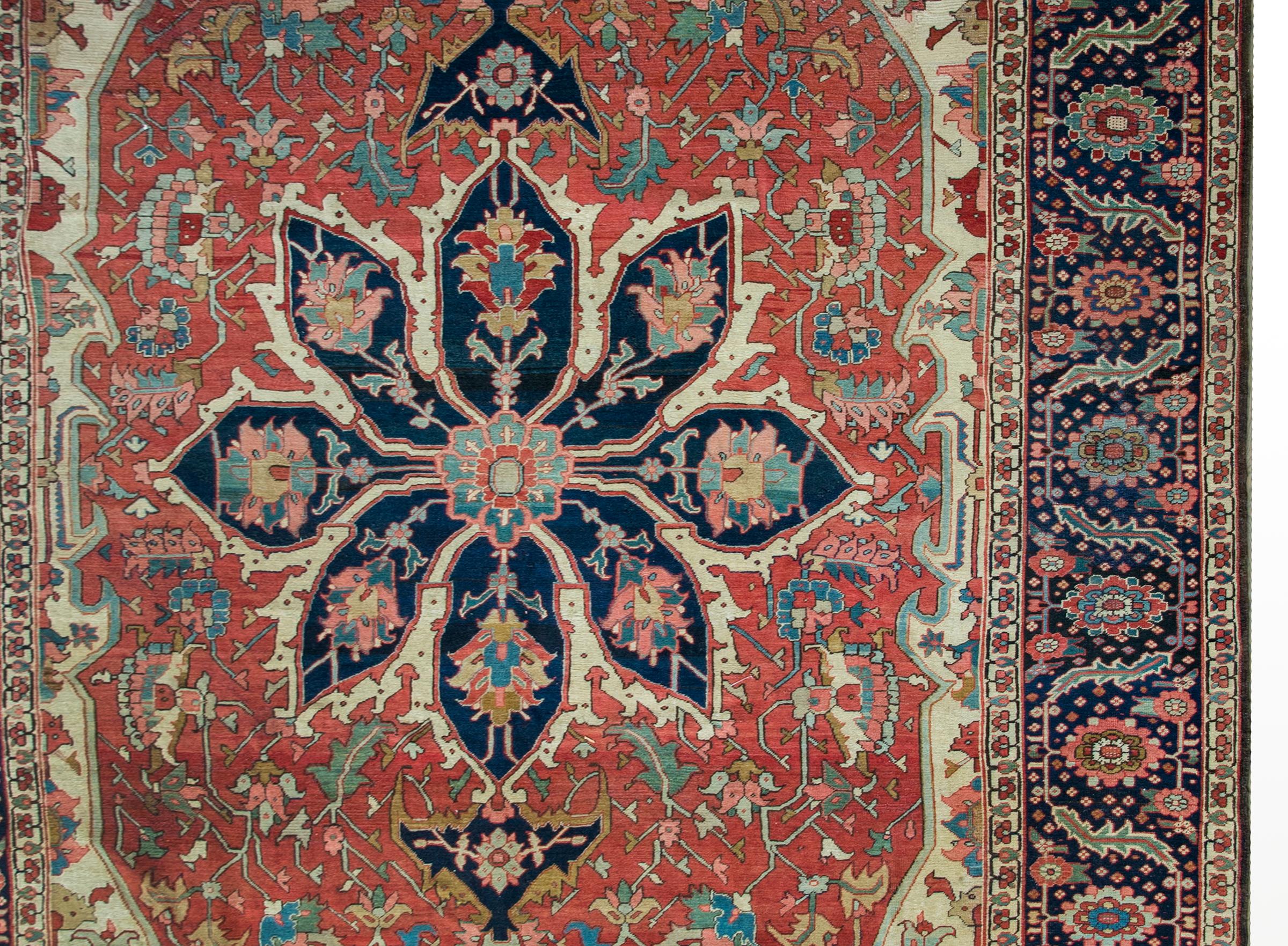 Wool 19th Century Persian Serapi Rug For Sale