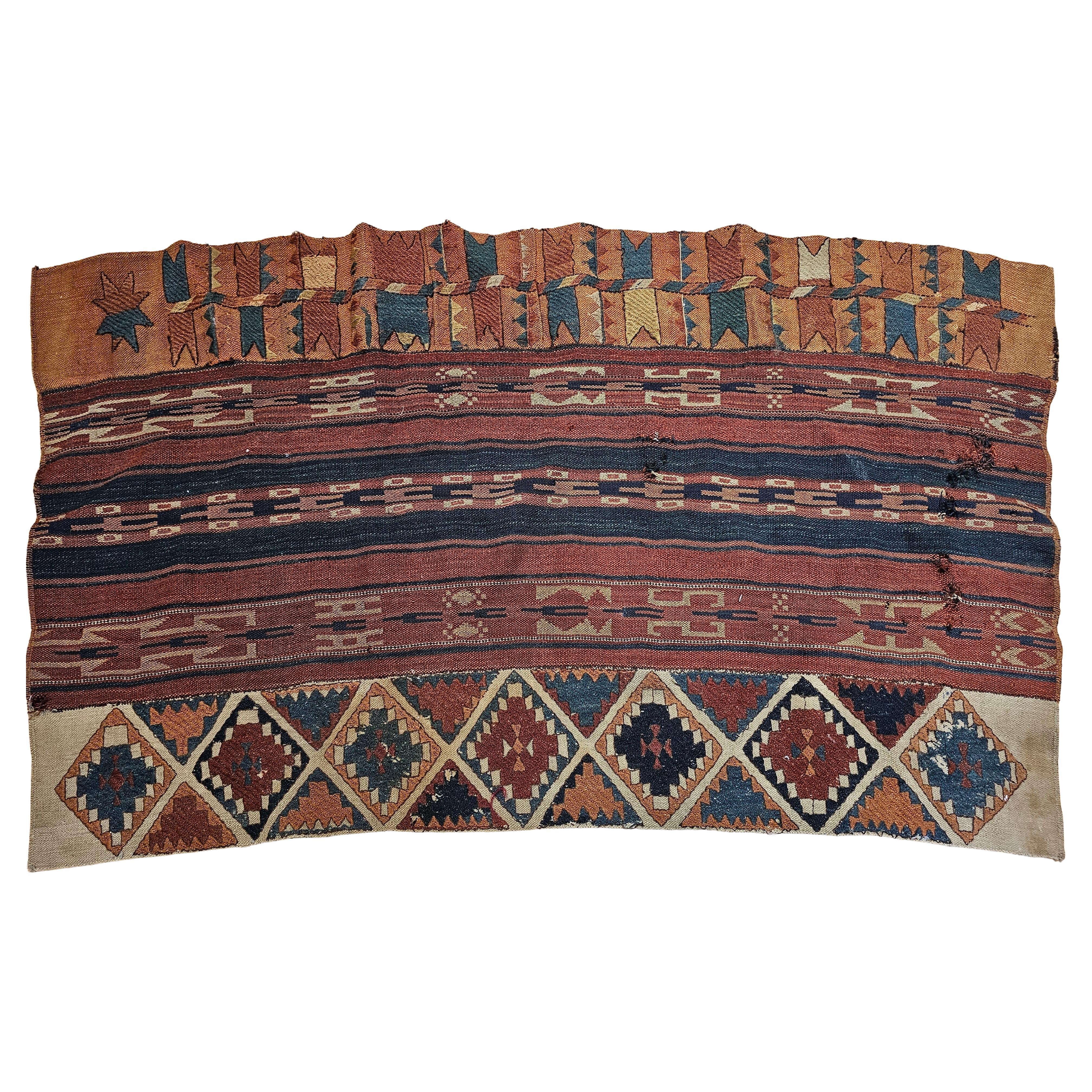 Art mural de la tente nomade Shahsavan Soumak Kilim Perse du 19ème siècle