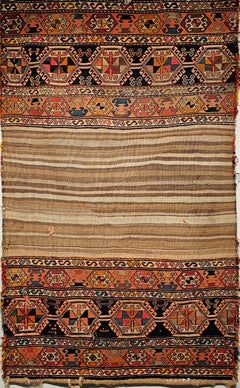 Borsa da trasporto tribale persiana Shahsavan Soumak Mafrash del 19° secolo