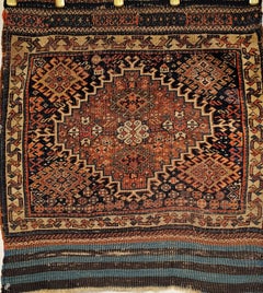 19th Century Persian Shahsavan Tribal Bag Face with Soumak Woven Designs