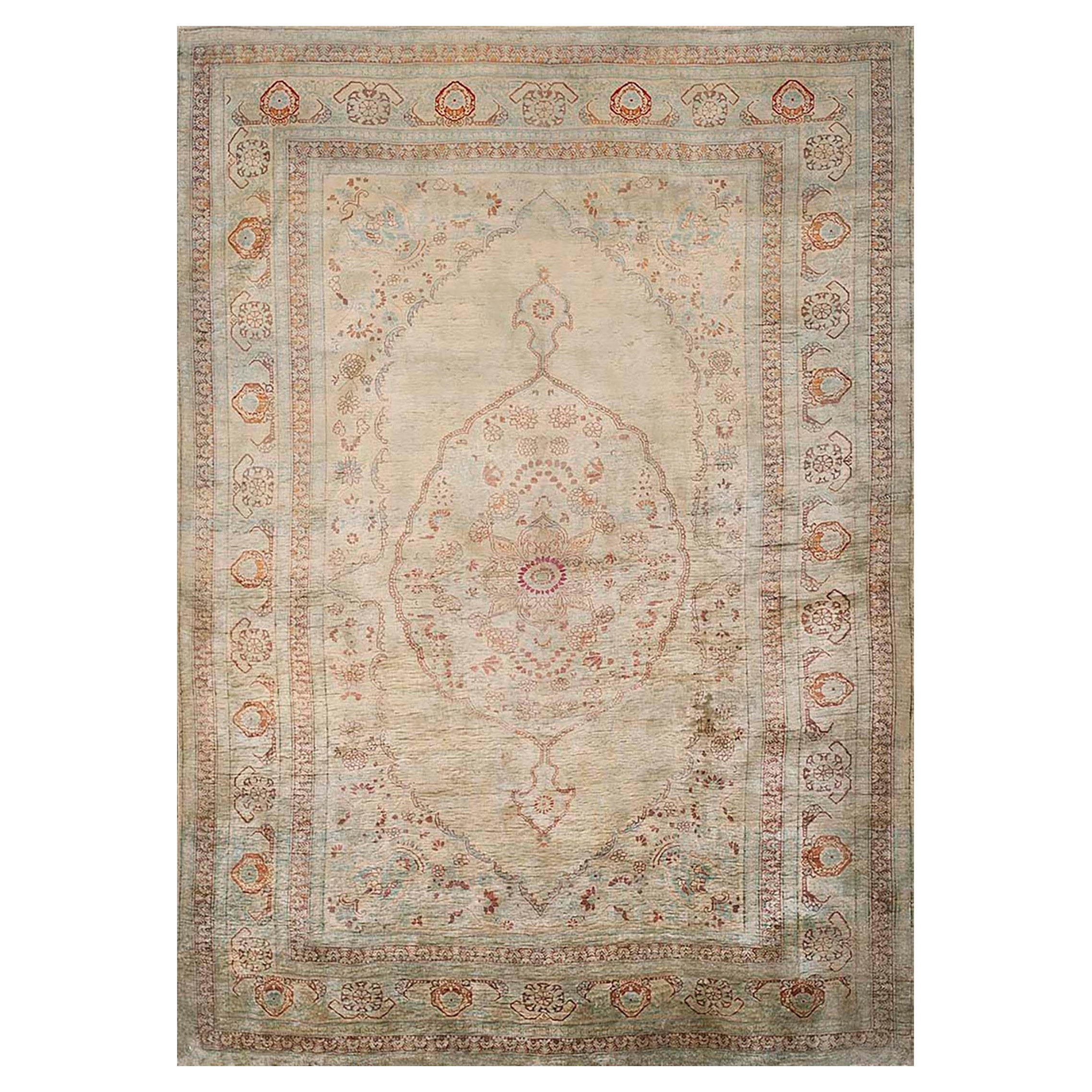 19th Century Persian Silk Tabriz Carpet