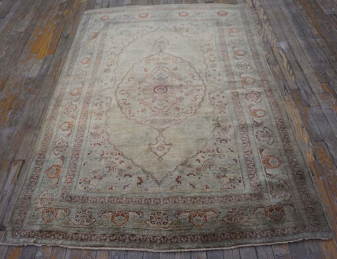 Hand-Knotted 19th Century Persian Silk Tabriz Carpet  19th Century Persian Silk Tabriz Carpet For Sale