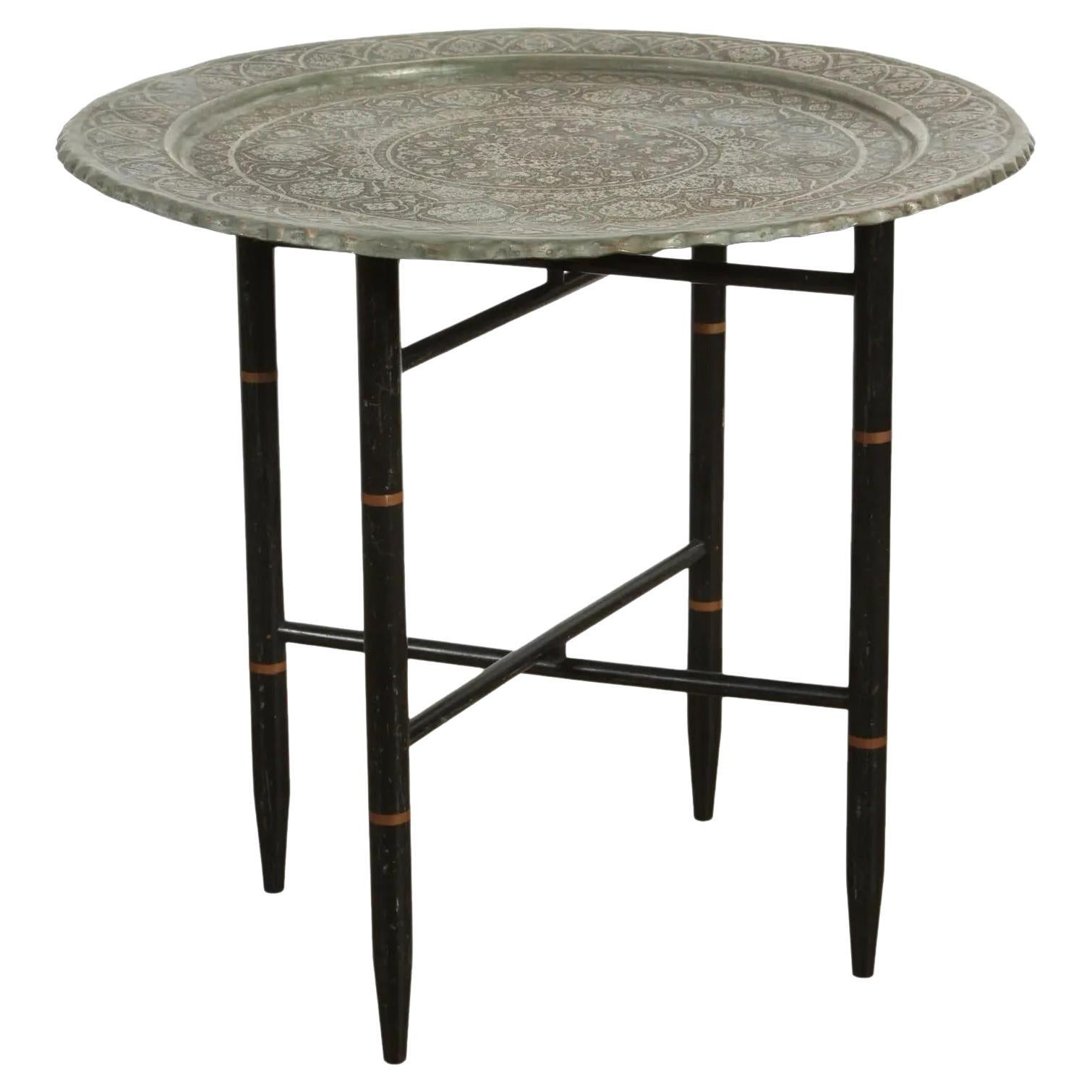 19th Century Persian Style Copper Tray Side Table