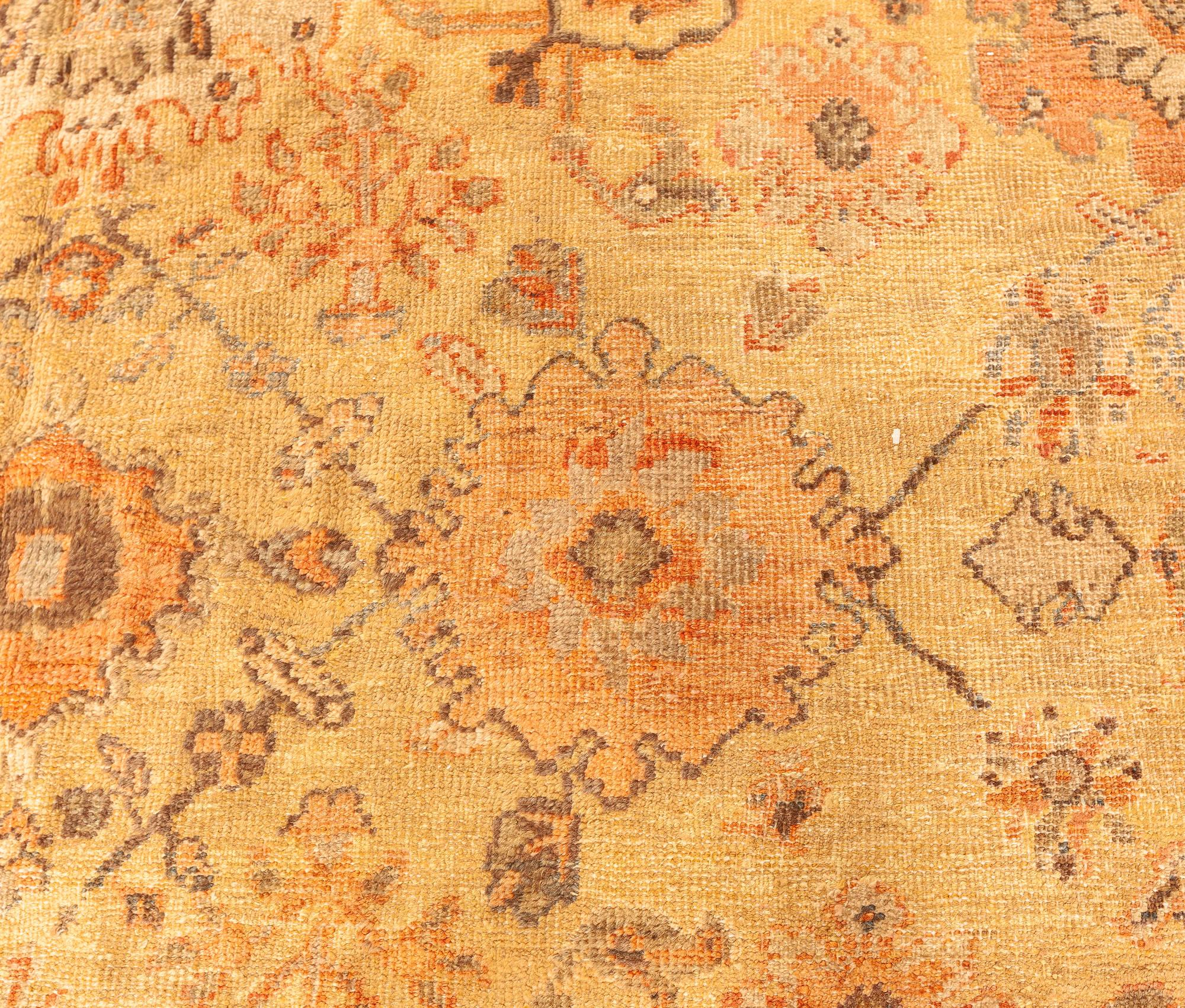 19th century Persian Sultanabad Botanic handmade wool rug
Size: 8'4