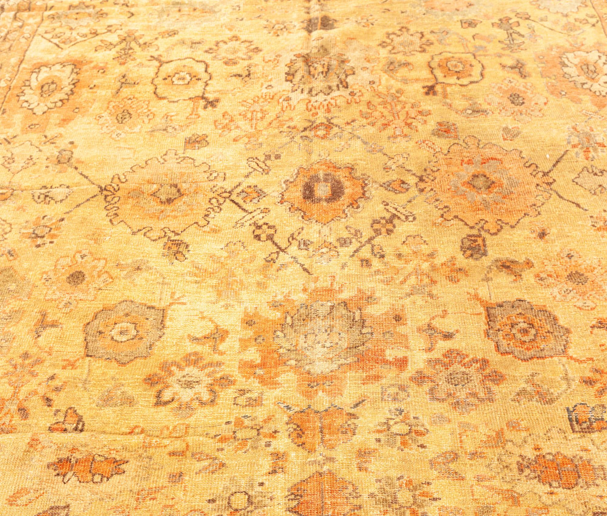 Hand-Knotted 19th Century Persian Sultanabad Botanic Wool Rug For Sale