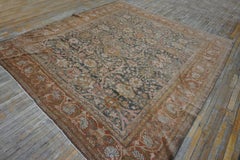 Peaceful Charcoal Color Allover Rosettes Pattern Antique Sultanabad Persian Rug
