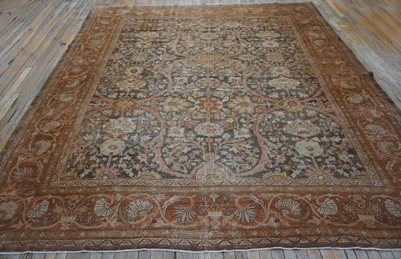 Wool 19th Century Persian Sultanabad Carpet ( 9'6