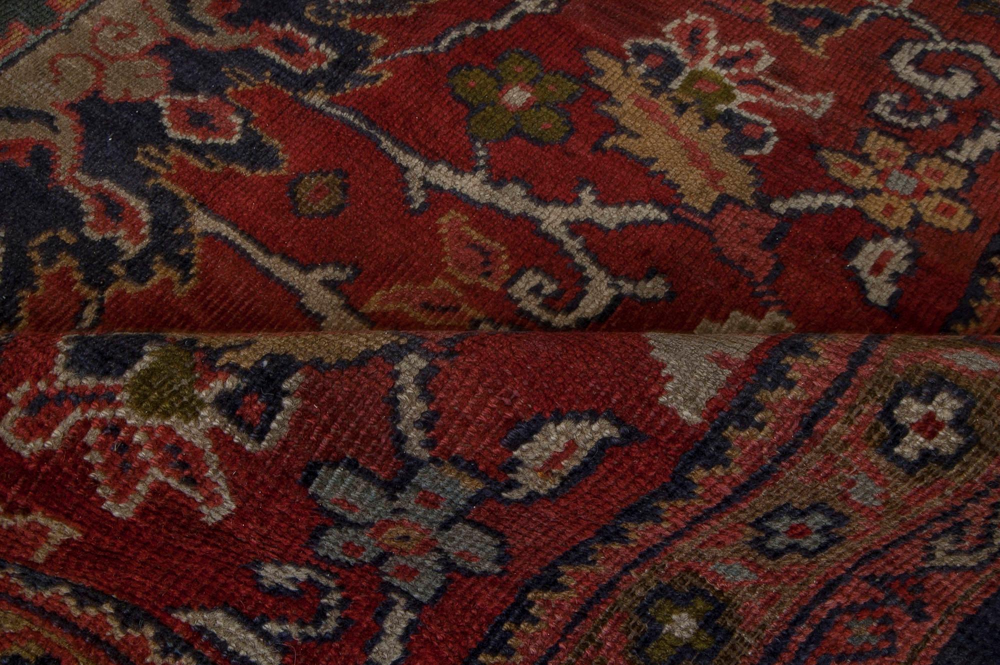 Hand-Knotted 19th Century Persian Sultanabad Red Handmade Rug For Sale