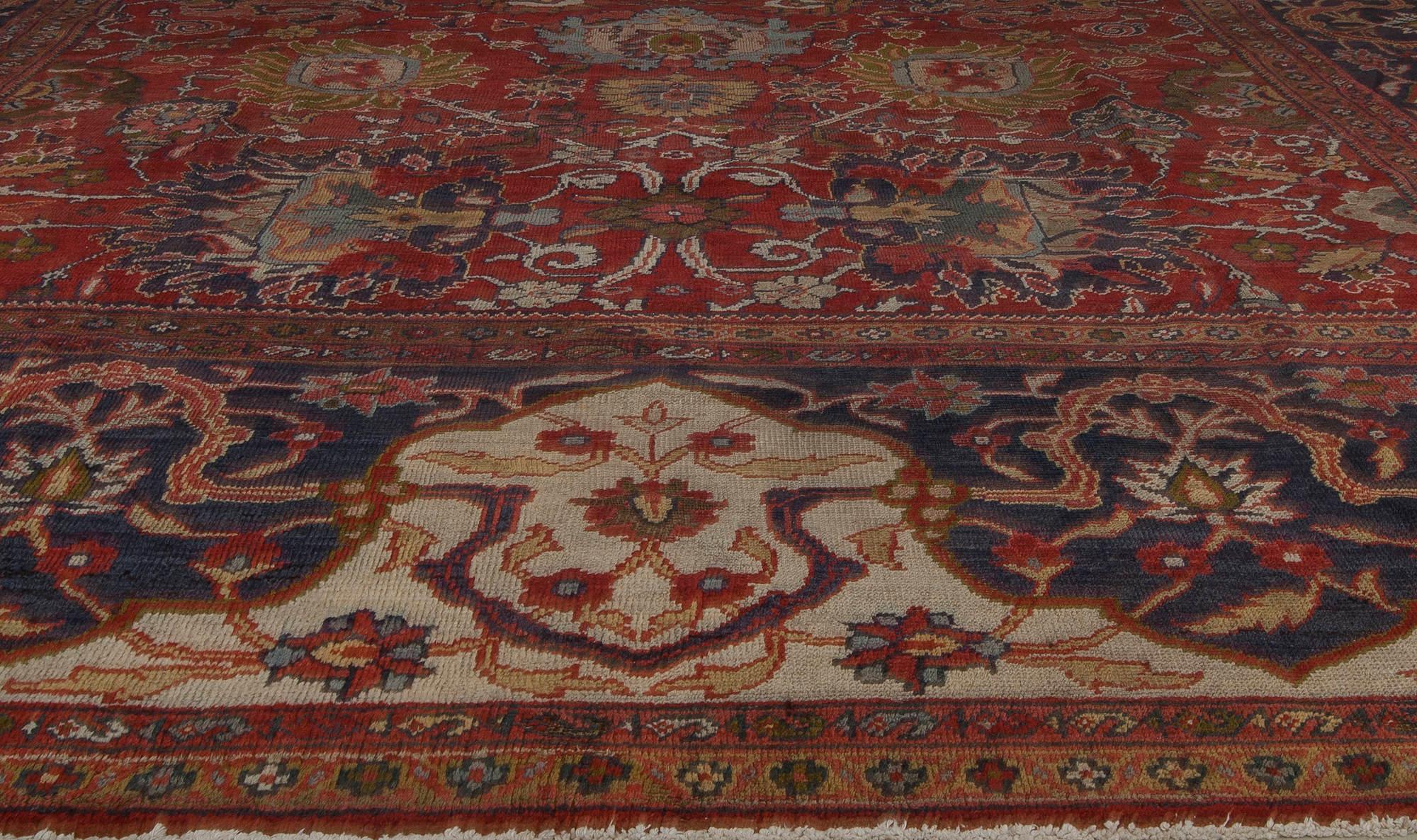 Wool 19th Century Persian Sultanabad Red Handmade Rug For Sale