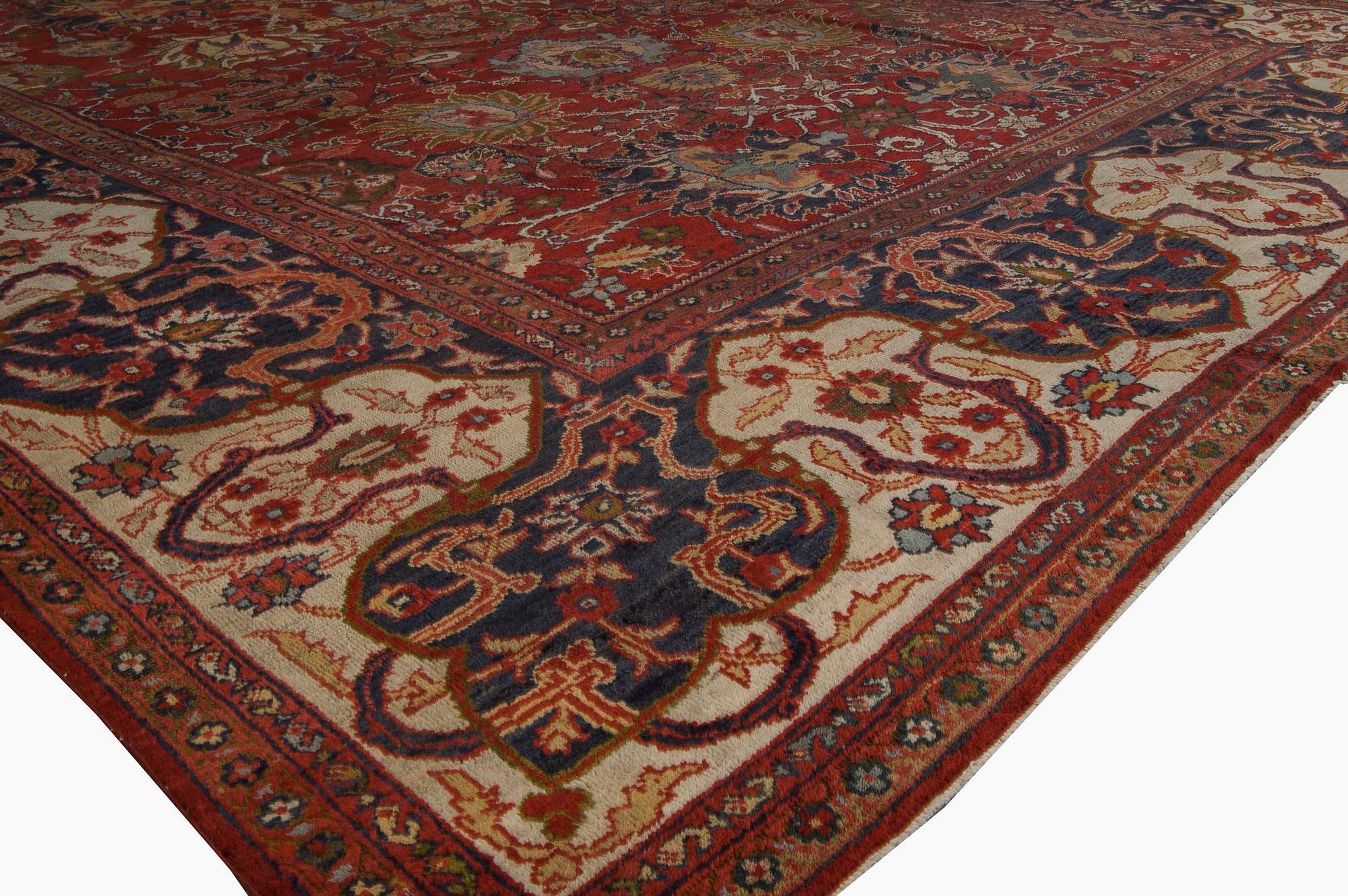 XIXe siècle Tapis persan Sultanabad rouge Doris Leslie Blau du 19ème siècle fait à la main en vente