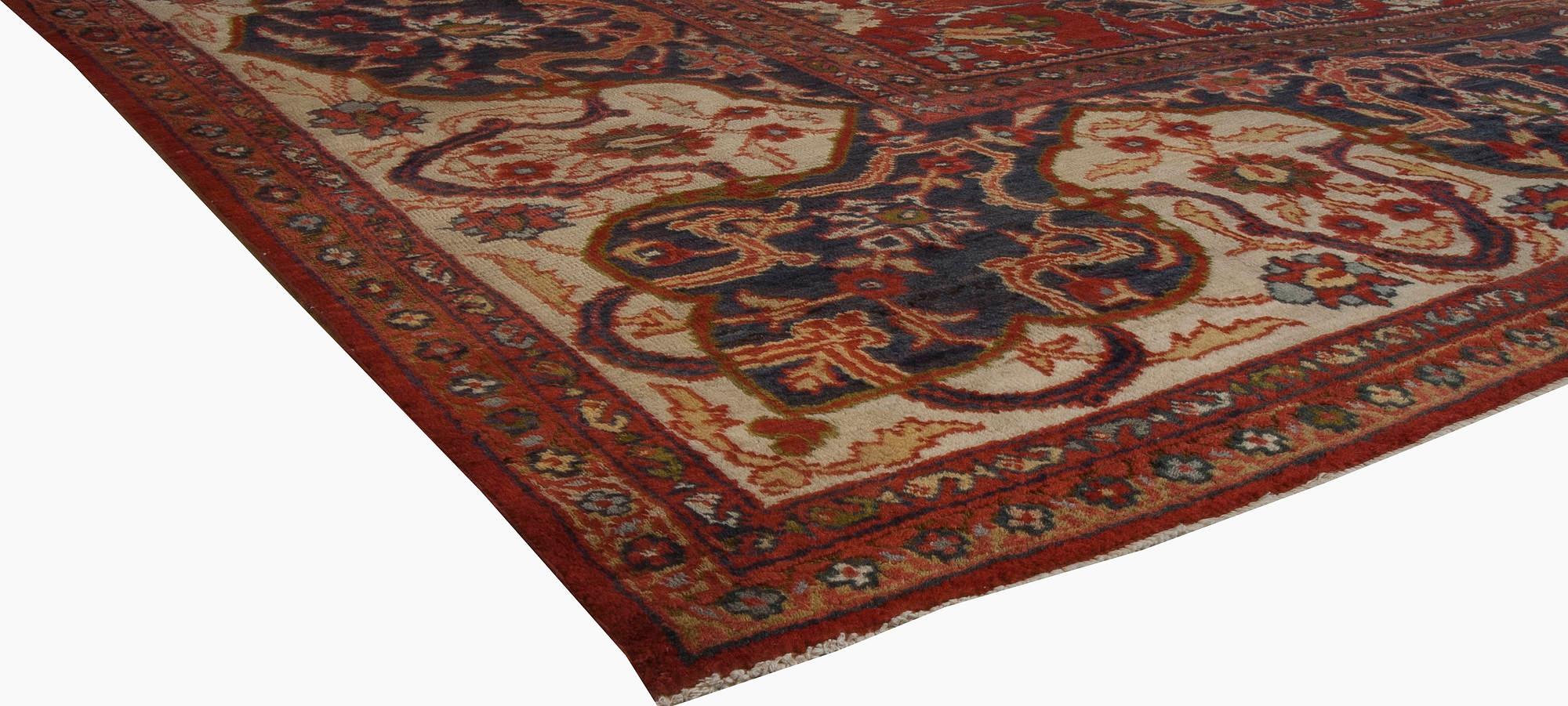 Laine Tapis persan Sultanabad rouge Doris Leslie Blau du 19ème siècle fait à la main en vente