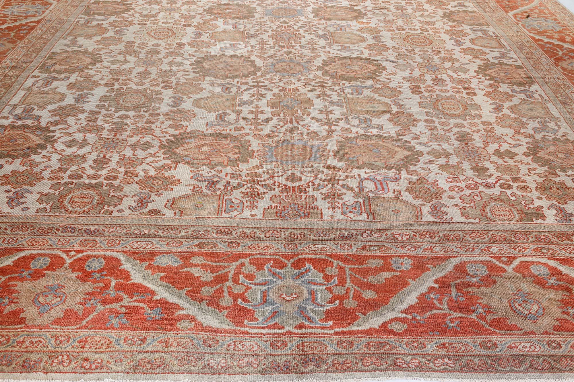 Hand-Knotted 19th Century Persian Sultanabad Handmade Wool Rug For Sale