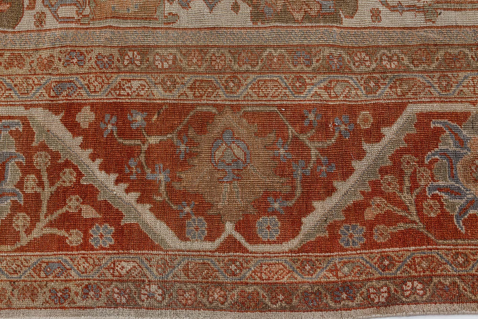 19th Century Persian Sultanabad Handmade Wool Rug For Sale 1