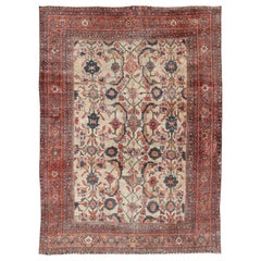 Tappeto persiano Sultanabad Rugs del XIX secolo con motivo all-over su sfondo avorio