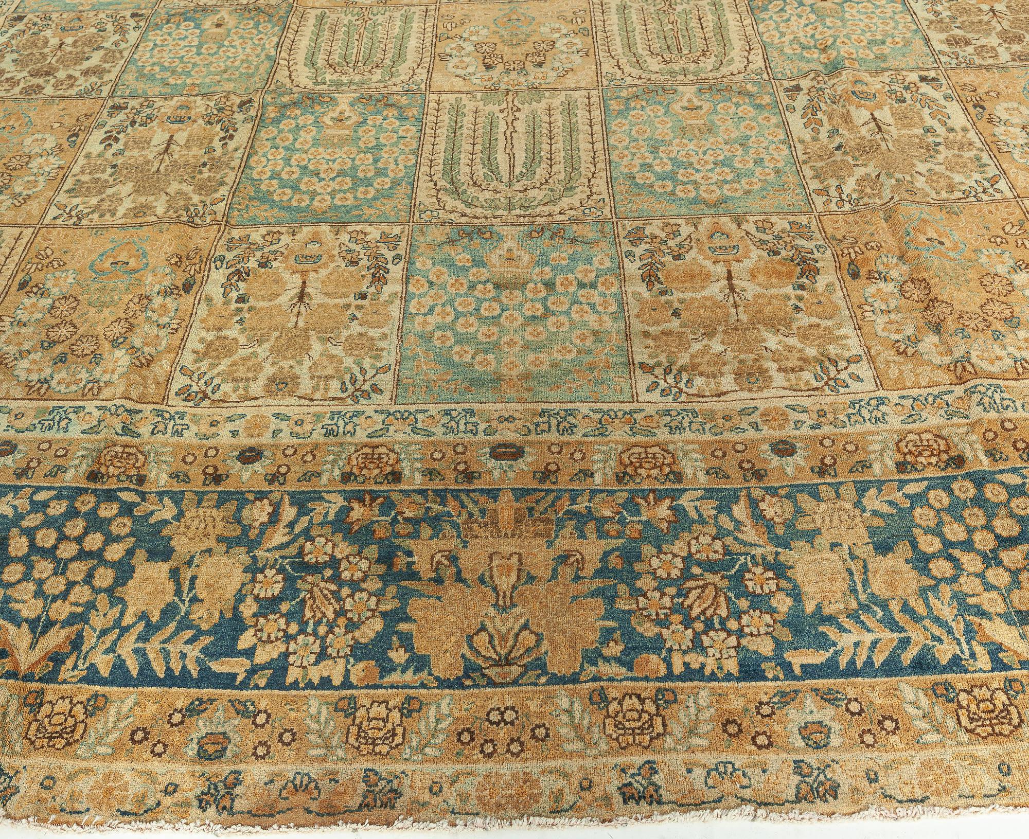 19th Century Persian Tabriz Botanic Handmade Rug In Good Condition For Sale In New York, NY