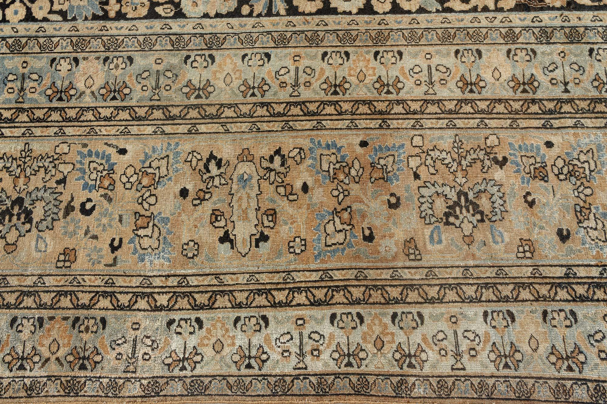 19th Century Persian Tabriz Botanic Wool Rug For Sale 2