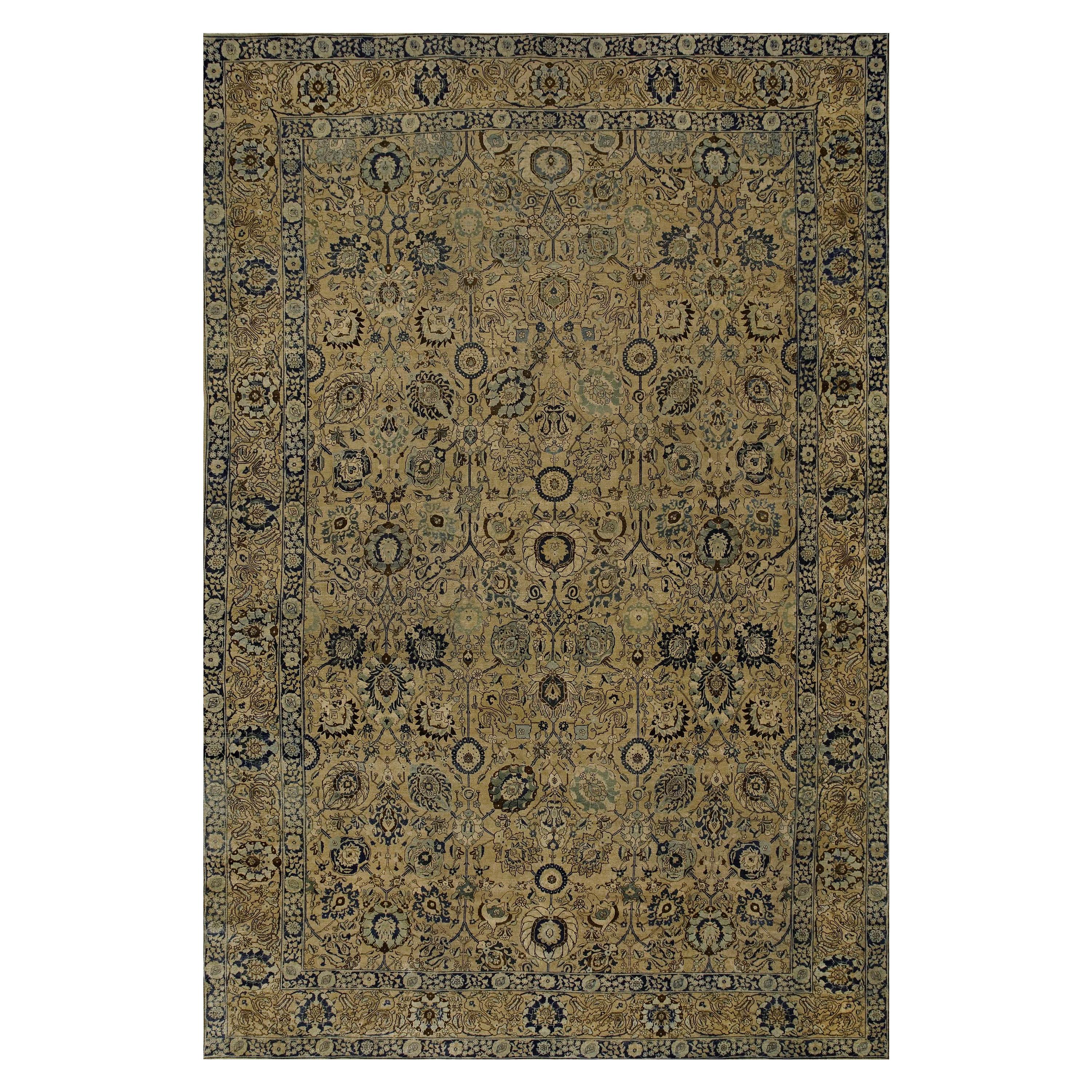 Doris Leslie Blau Tappeto persiano Tabriz botanico autentico del XIX secolo