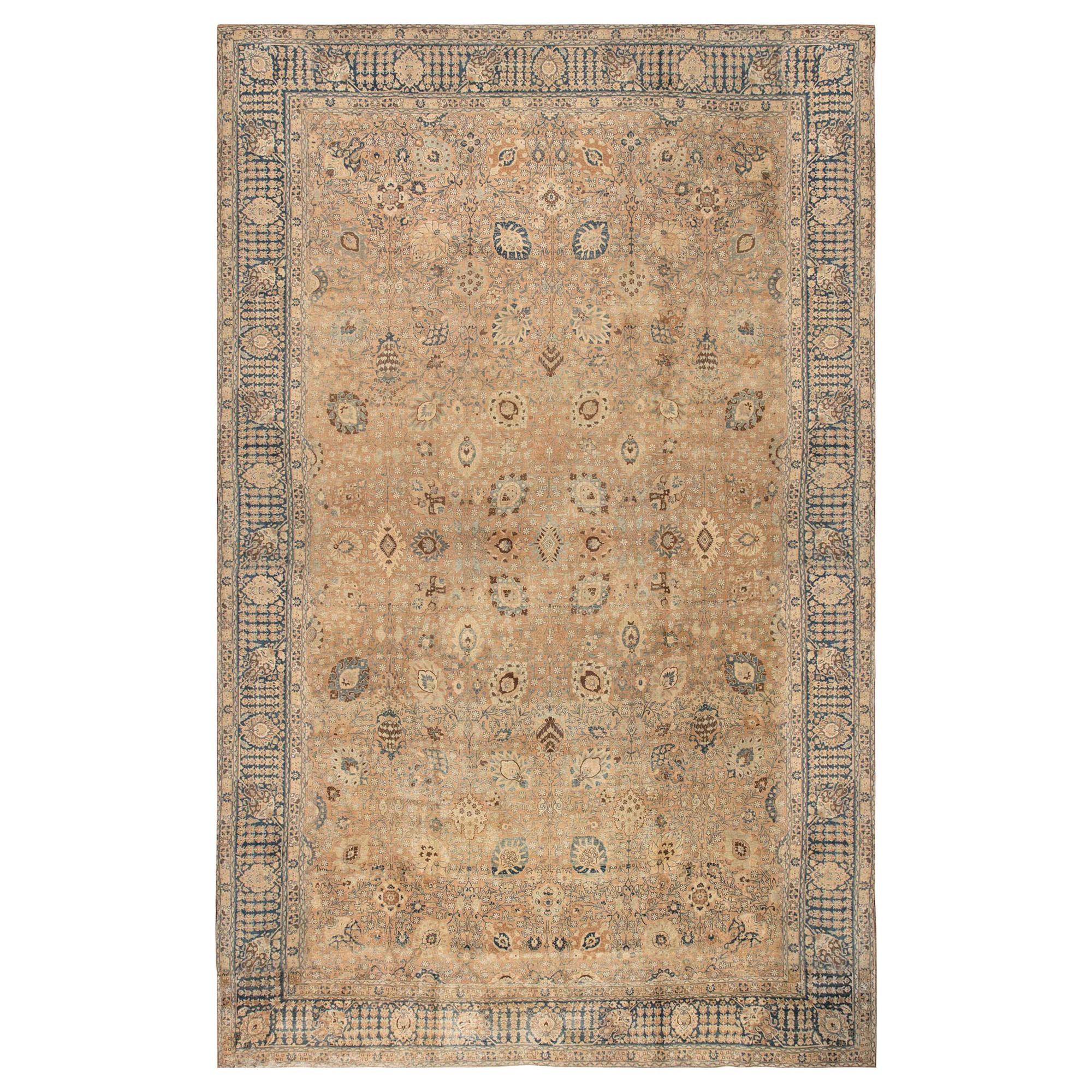 Authentique tapis persan de Tabriz du 19ème siècle fait à la main