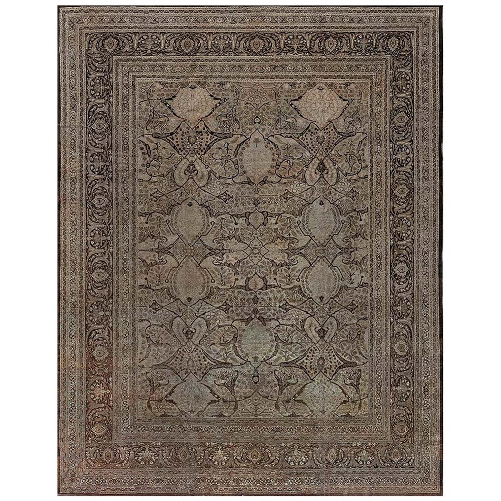 19th Century Persian Tabriz Botanic Rug For Sale