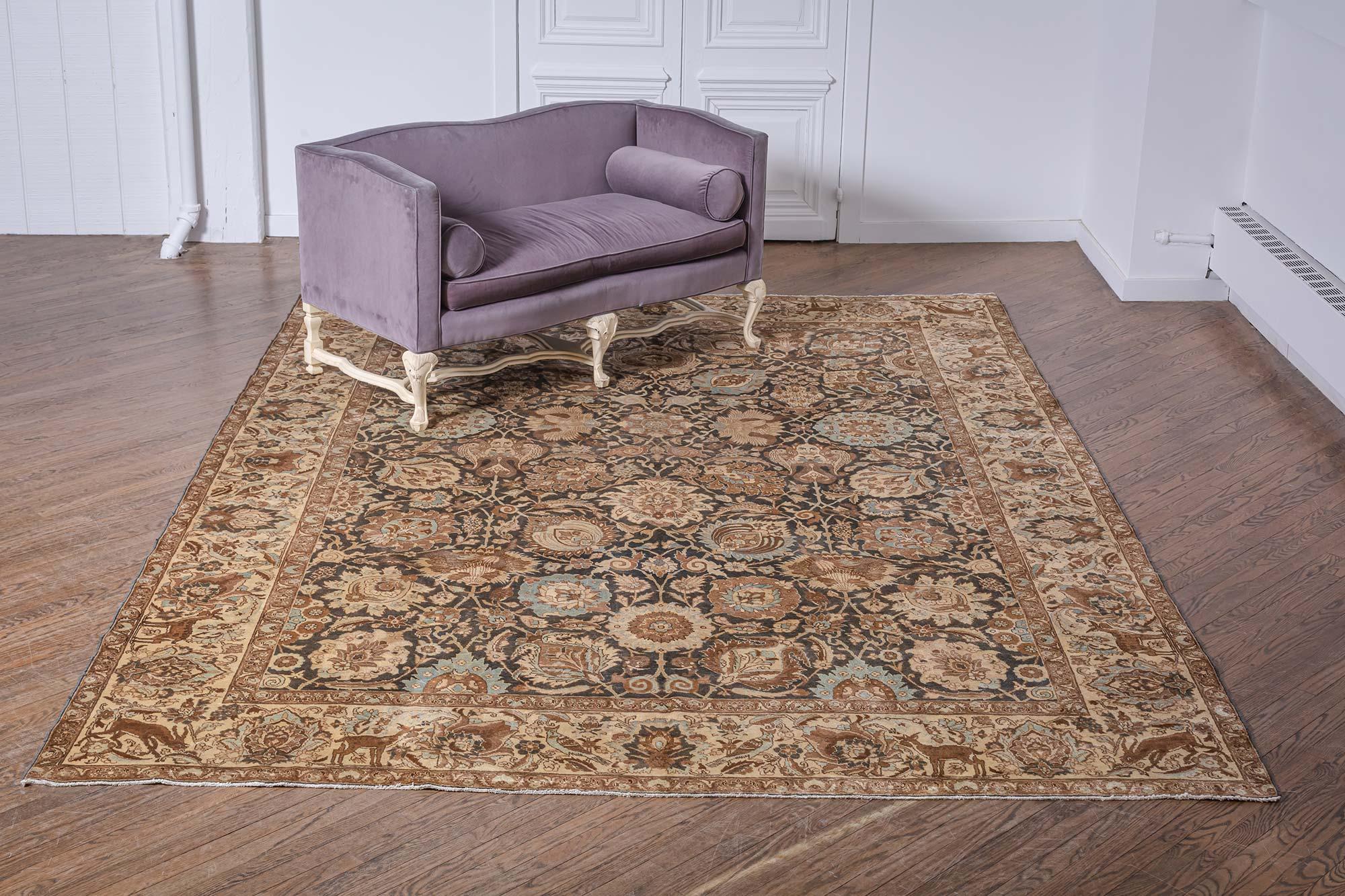 Hand-Knotted Doris Leslie Blau 19th Century Persian Tabriz Handwoven Wool Rug For Sale