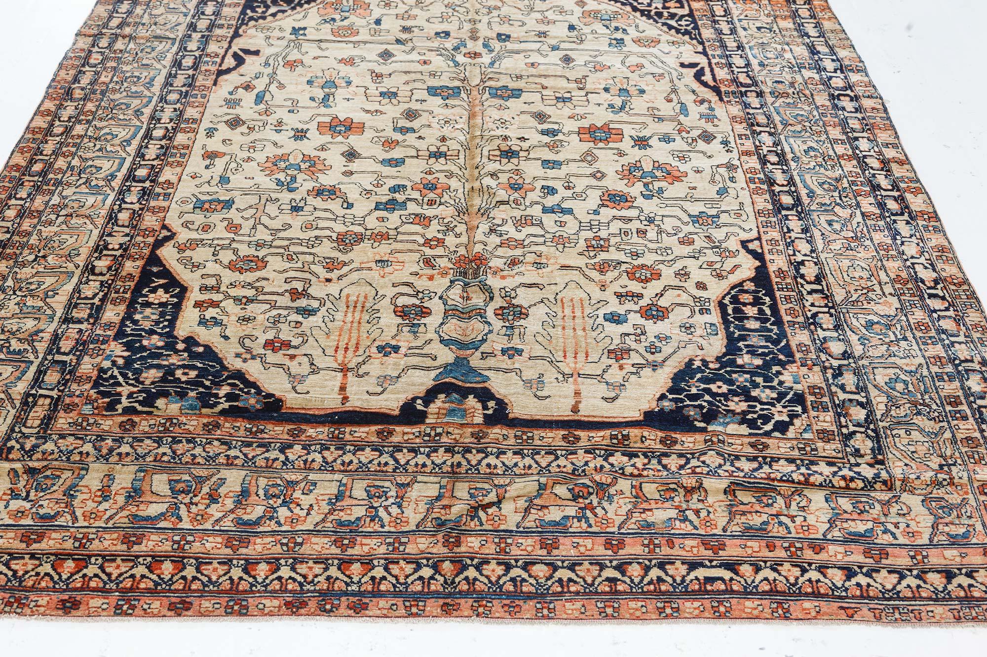 Doris Leslie Blau Tappeto in lana Tabriz floreale persiano del XIX secolo In condizioni buone in vendita a New York, NY