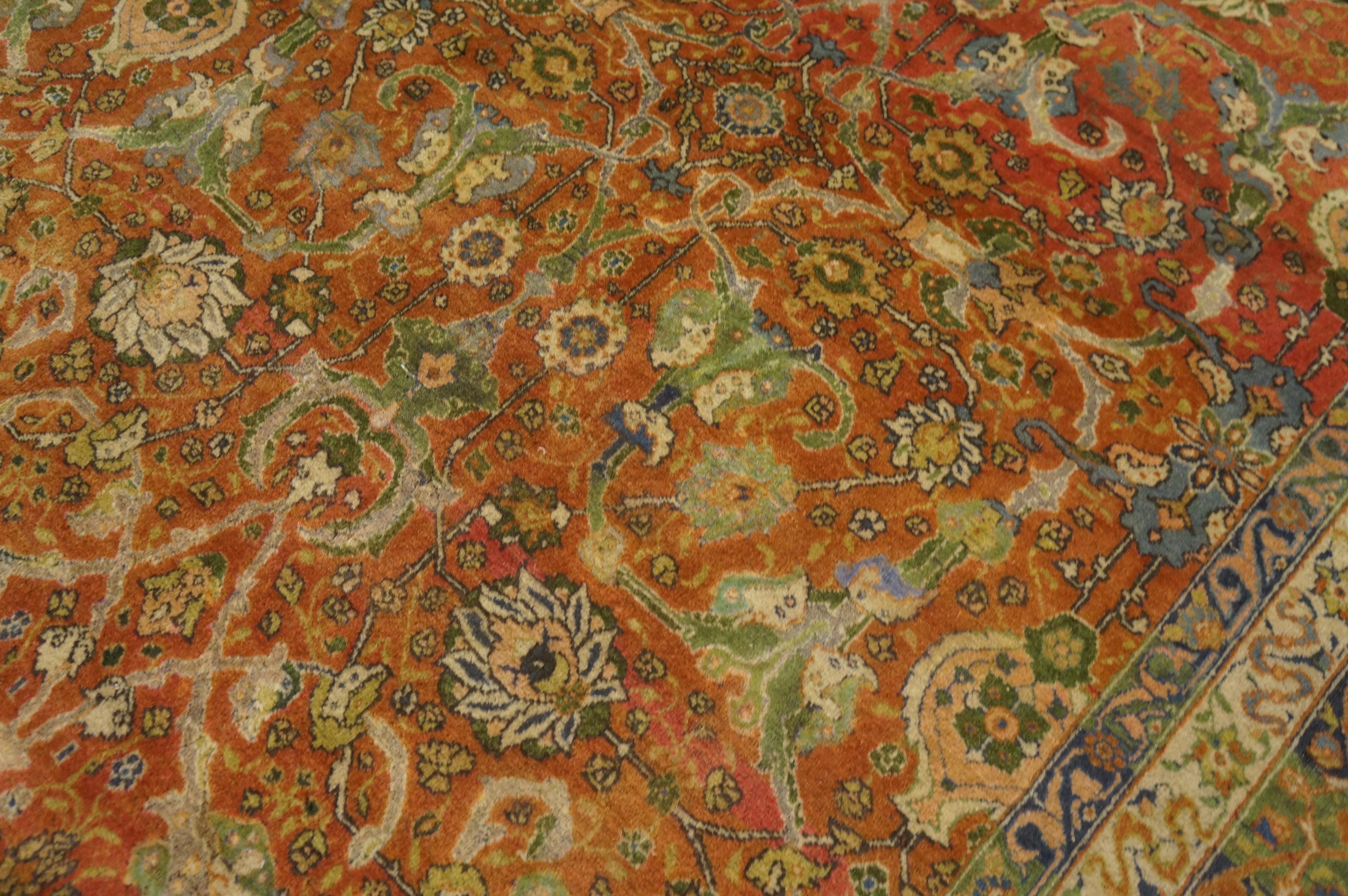 19th Century Persian Tabriz Haji Jalili Carpet ( 12'9