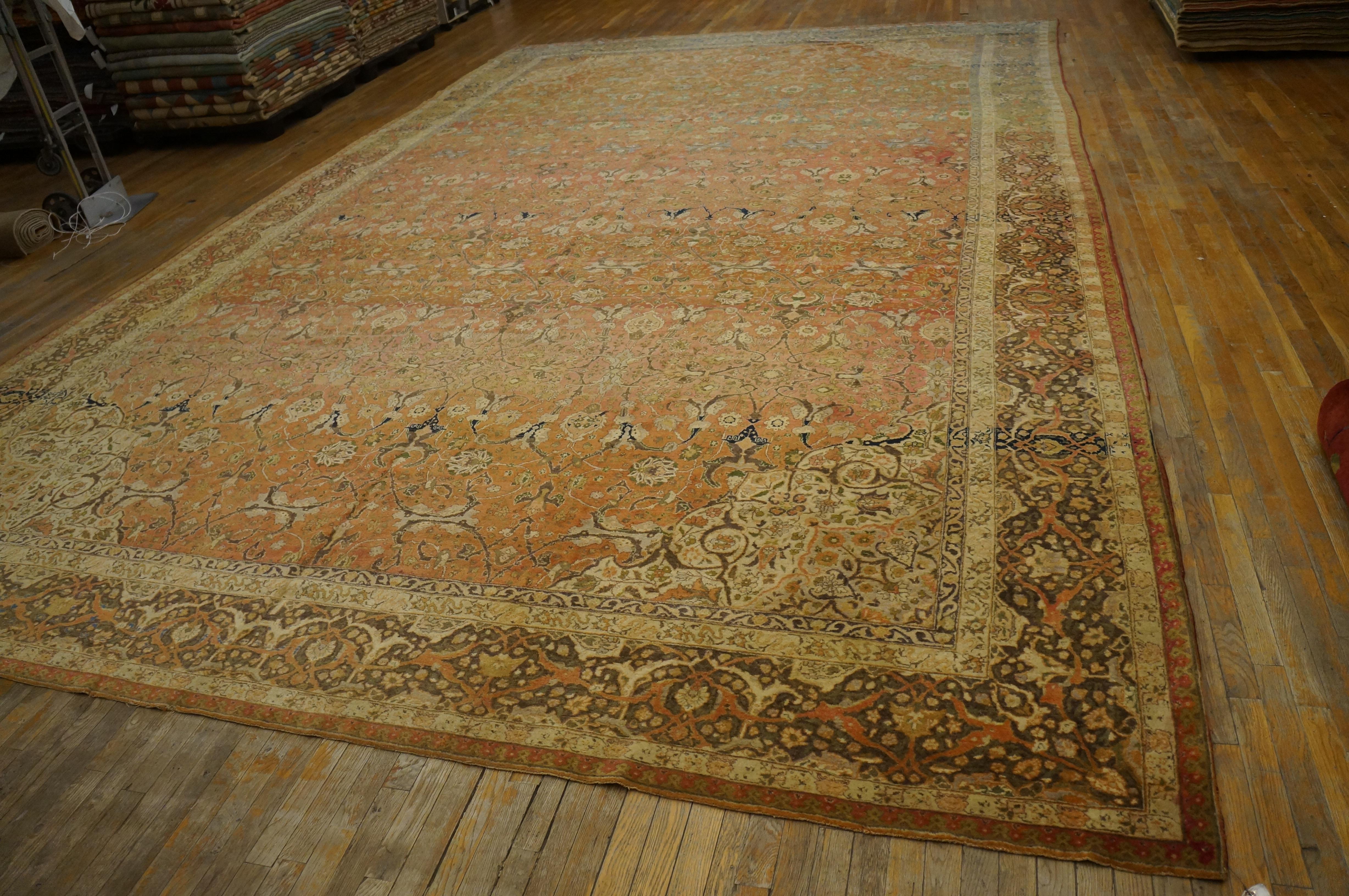 19th Century Persian Tabriz Haji Jalili Carpet ( 12'9