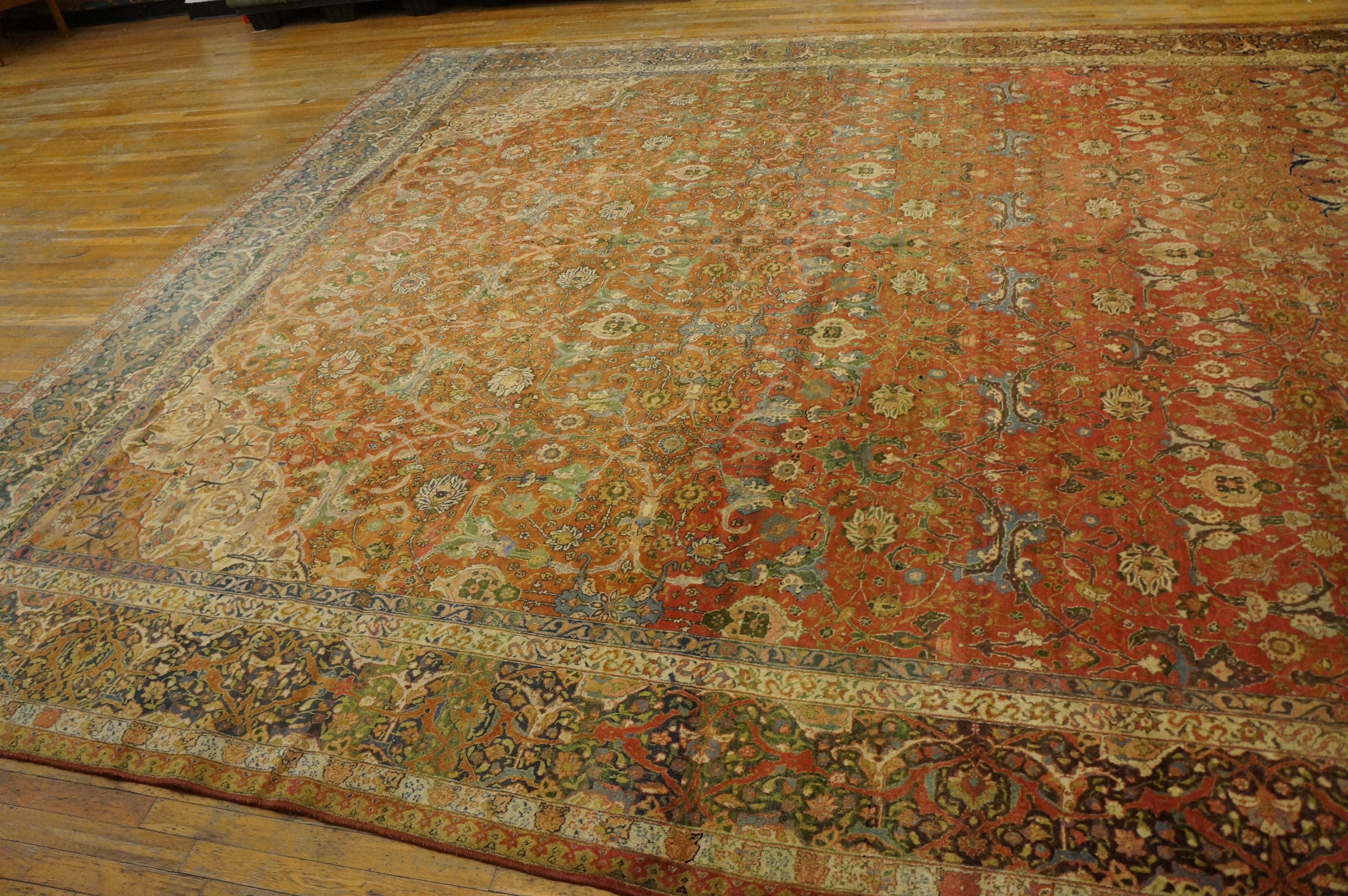 19th Century Persian Tabriz Haji Jalili Carpet ( 12'9