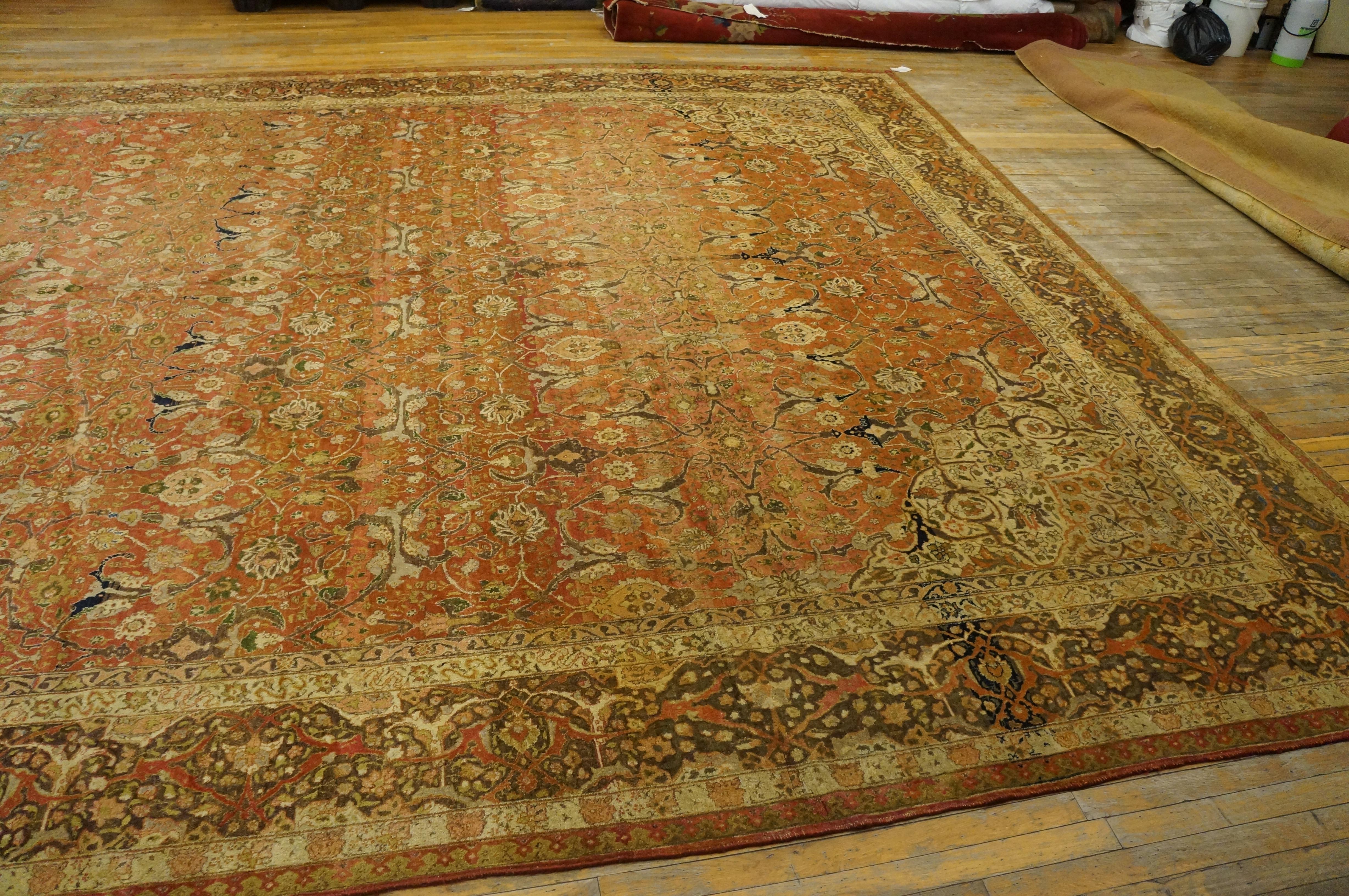19th Century Persian Tabriz Haji Jalili Carpet ( 12'9