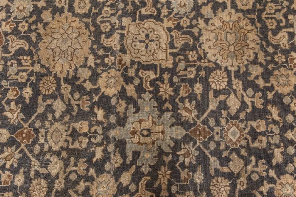 19th century Persian Tabriz hand knotted rug in brown, black and beige
Size: 9'3