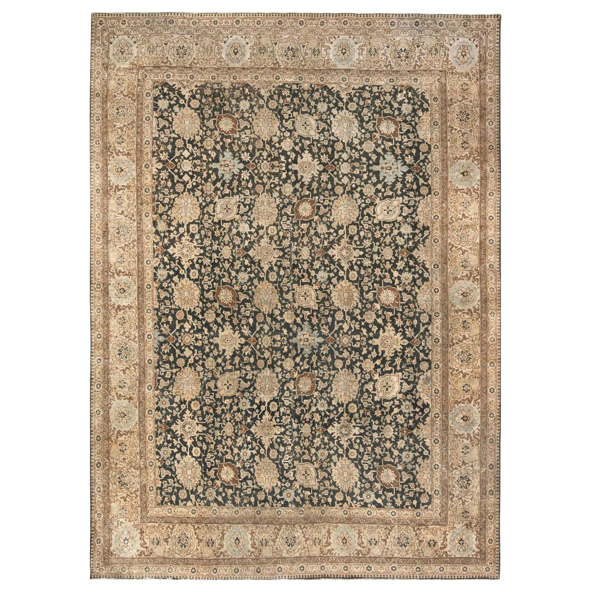 19th Century Persian Tabriz Hand Knotted Rug For Sale