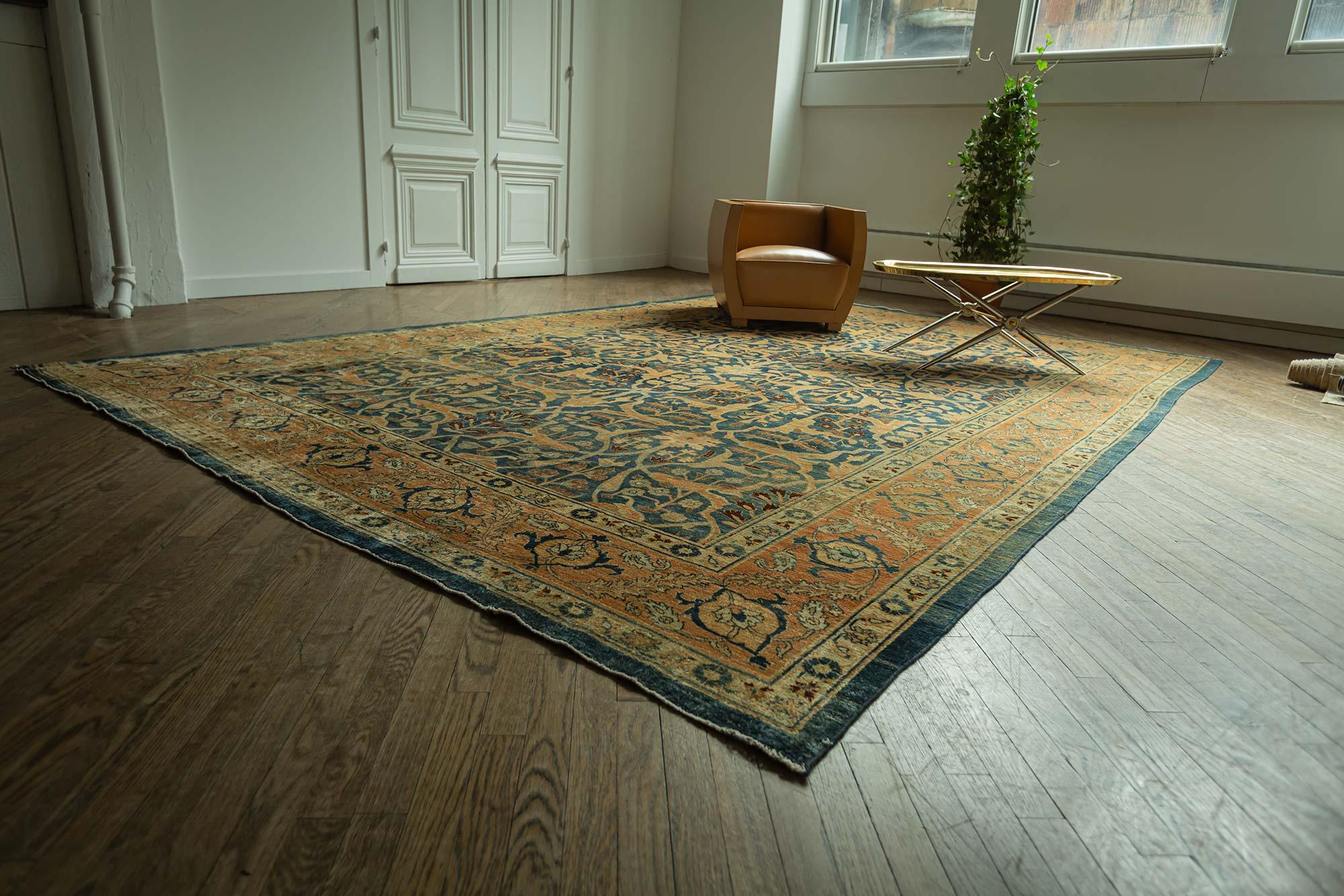 Authentic Persian Tabriz Handmade Wool Carpet
Size: 9'2
