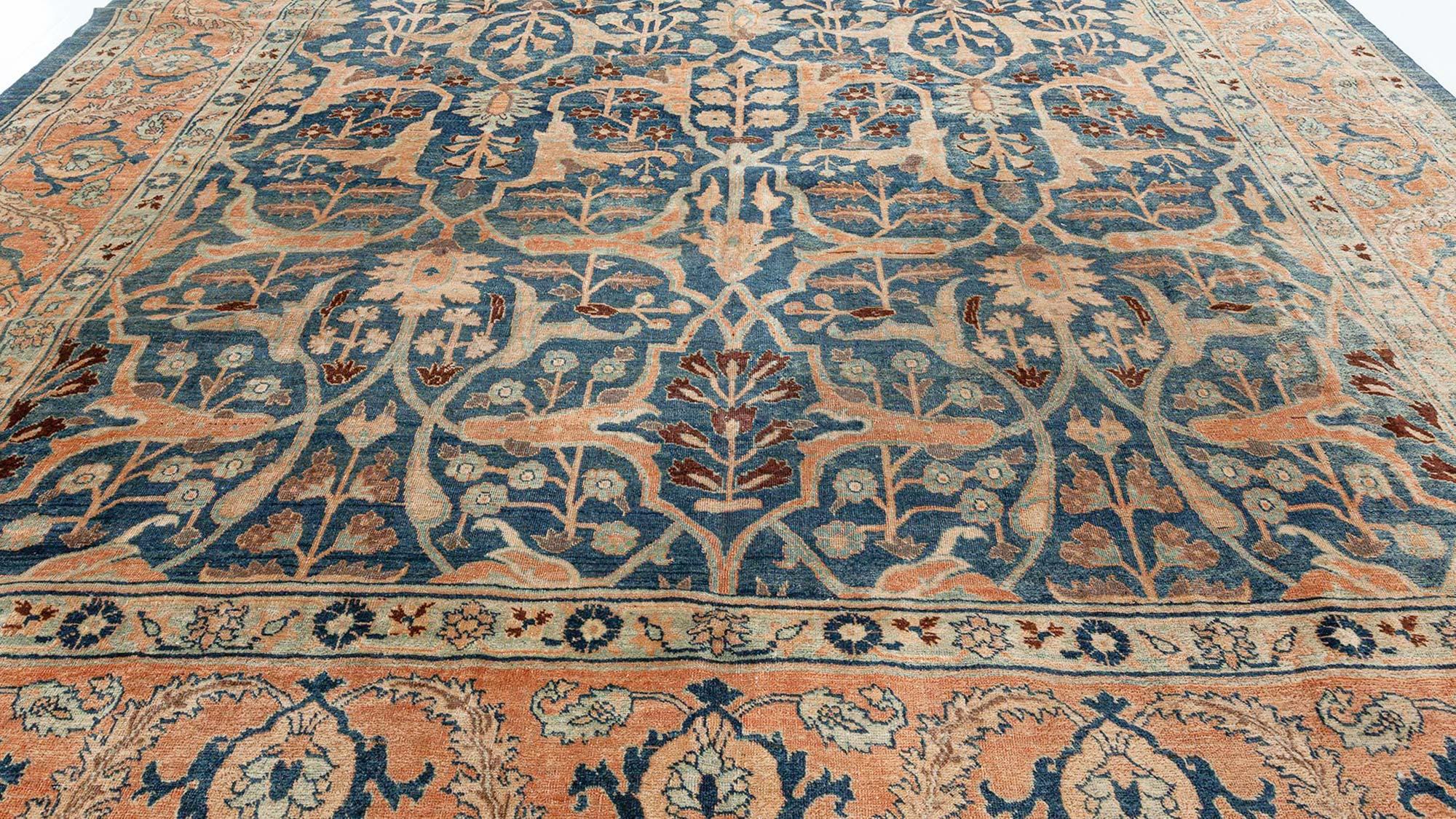 19th Century Persian Tabriz Handmade Wool Carpet For Sale 5