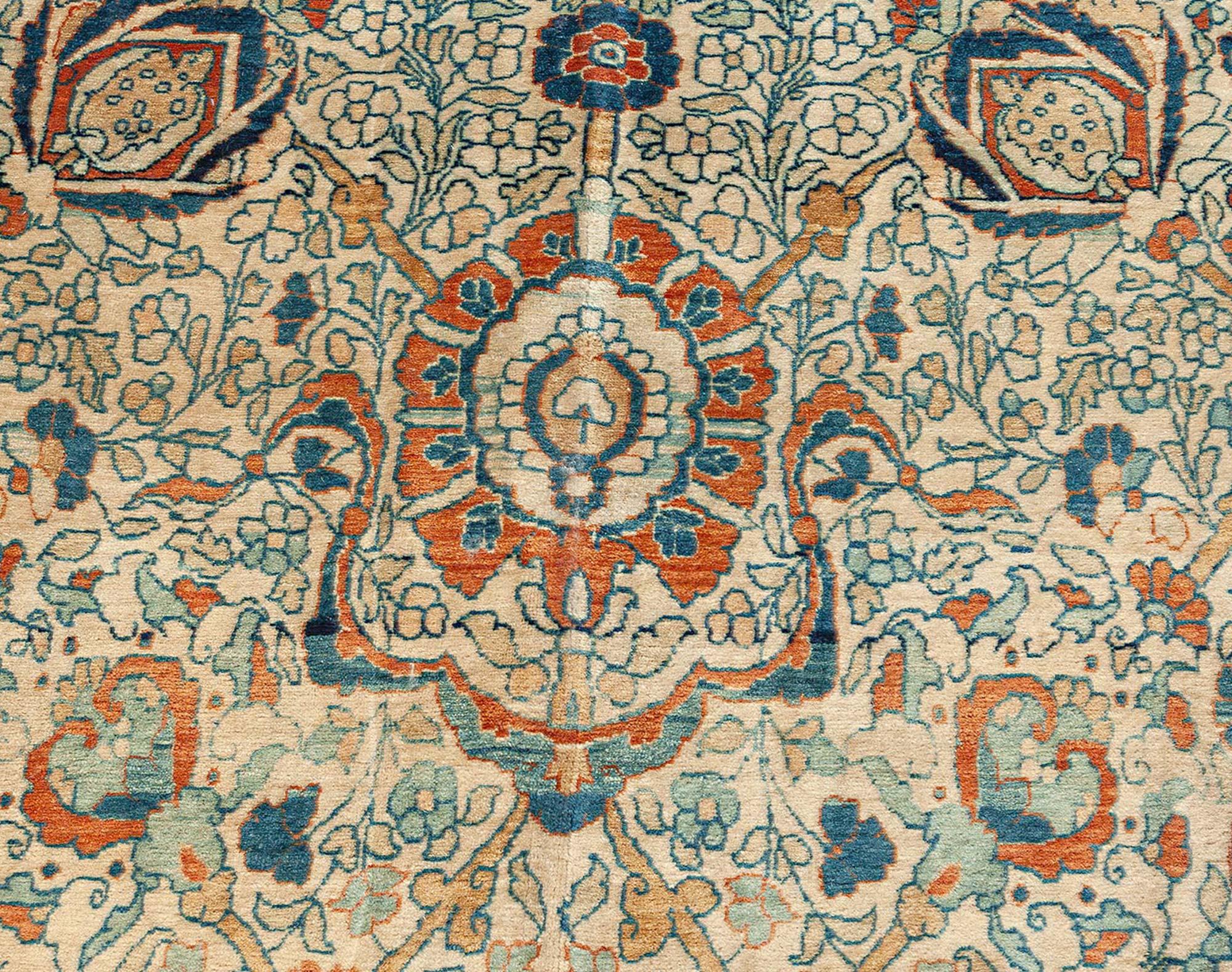 Authentic 19th century Persian Tabriz handmade wool rug
Size: 10'3