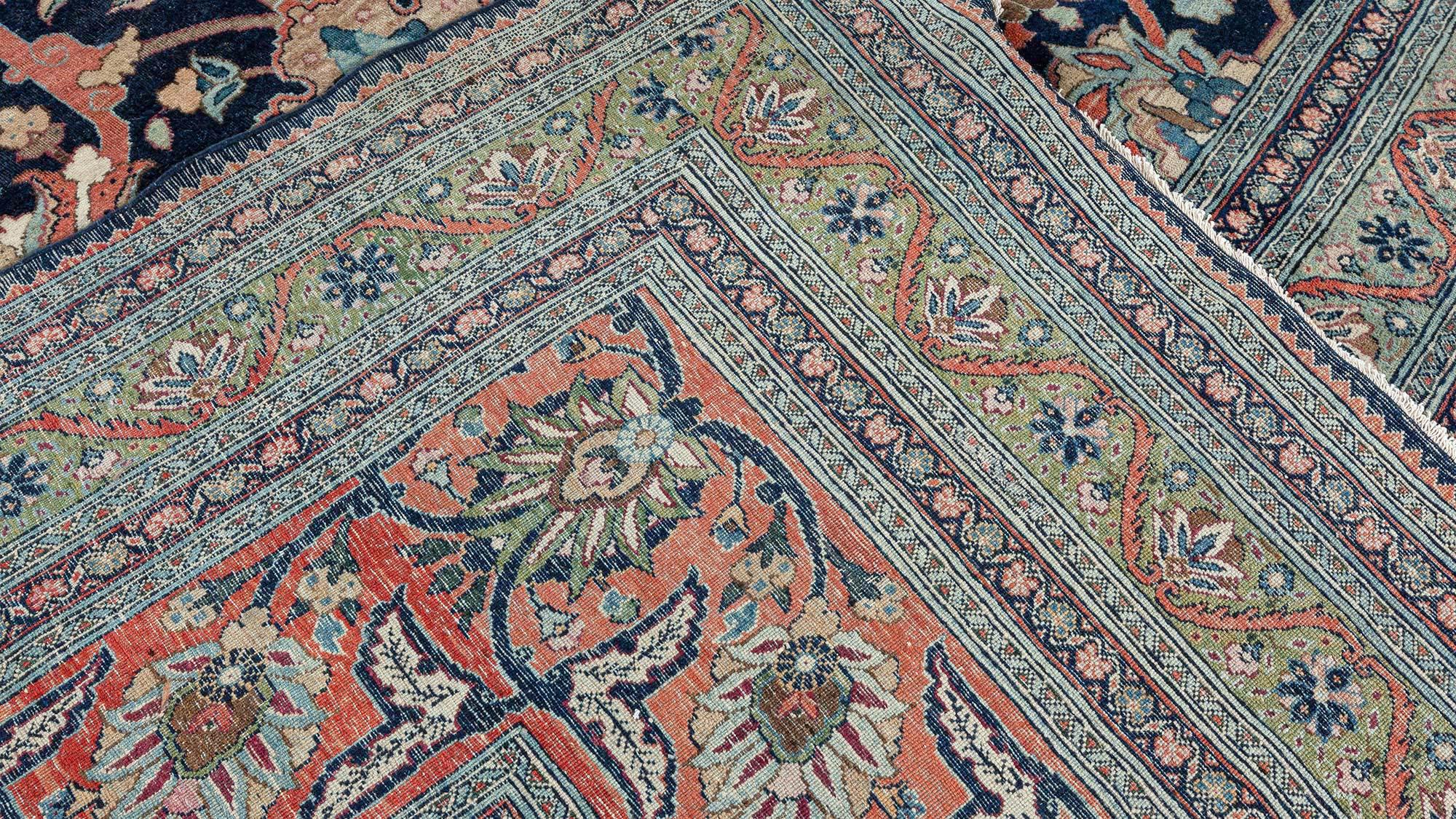 19th Century Persian Tabriz Handwoven Wool Rug For Sale 2
