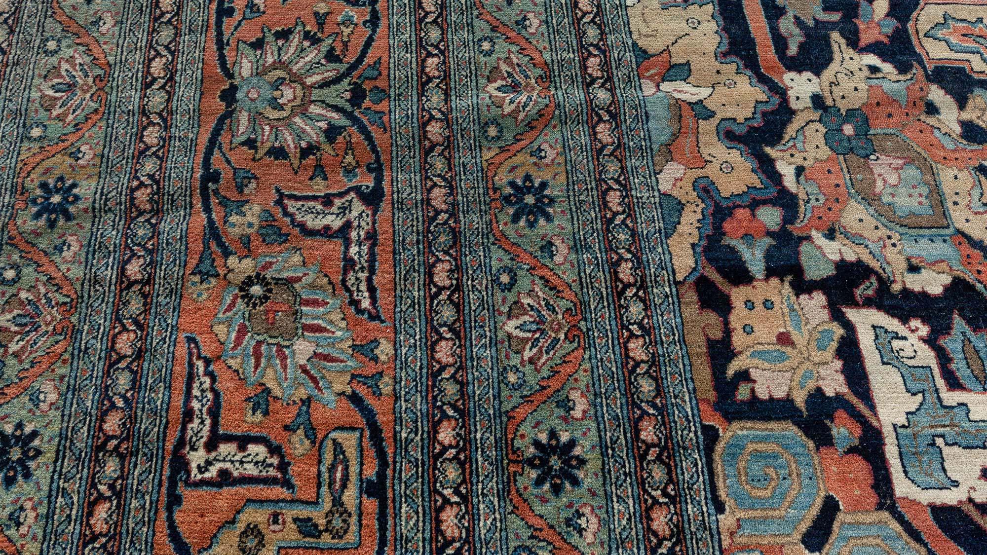 19th Century Persian Tabriz Handwoven Wool Rug For Sale 5