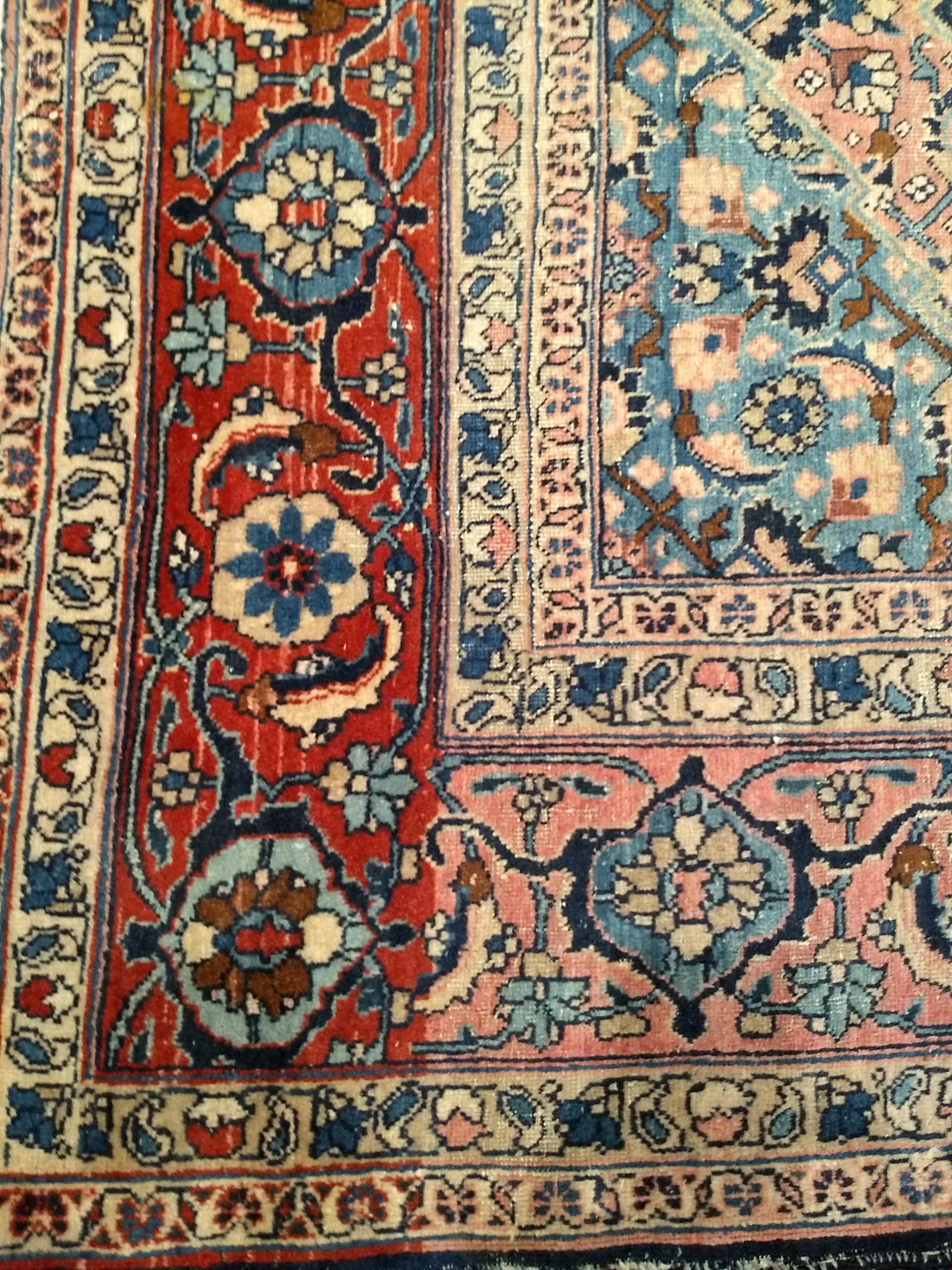 19th Century Persian Tabriz in an All-over Geometric Pattern in Midnight Blue For Sale 6