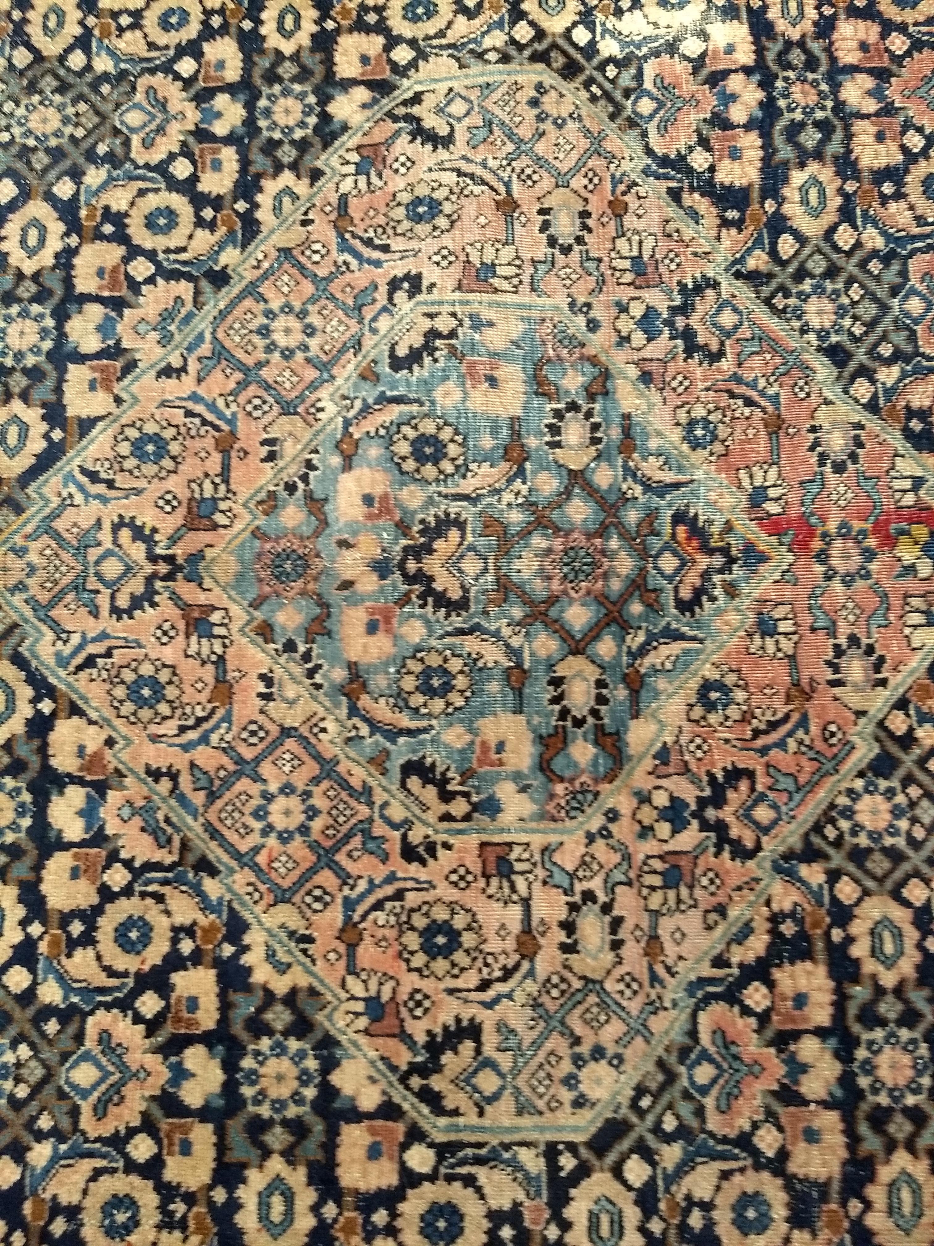 19th Century Persian Tabriz in an All-over Geometric Pattern in Midnight Blue For Sale 7