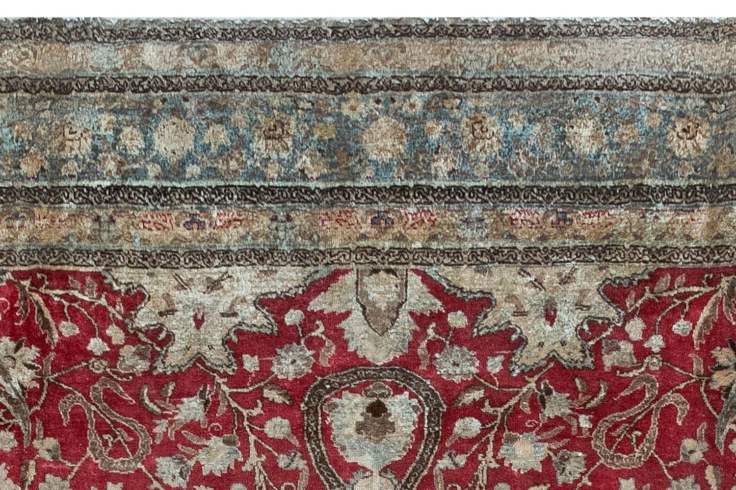 19th Century Persian Tabriz Hand Knotted Wool Rug For Sale 1