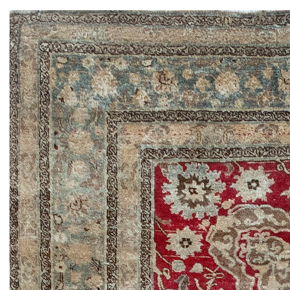 19th Century Persian Tabriz Hand Knotted Wool Rug For Sale 2