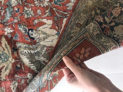 Doris Leslie Blauer persischer Täbris-Seidenteppich aus dem 19. Jahrhundert