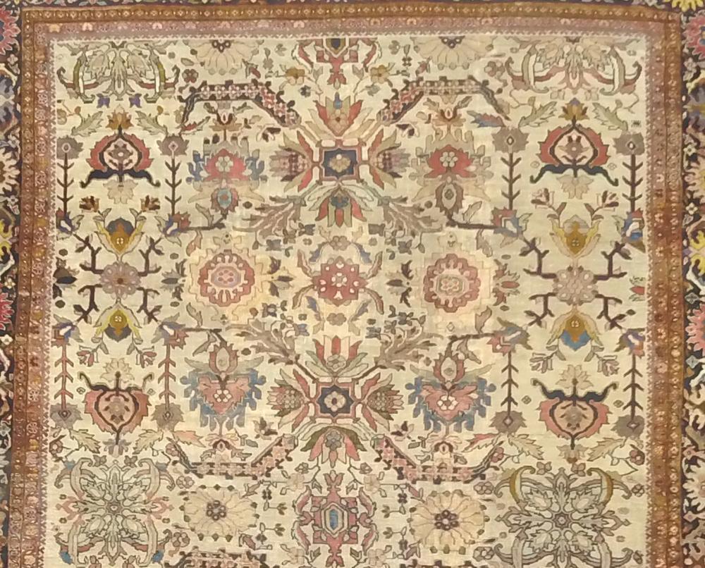 Persiano Tappeto antico persiano Ziegler Sultanabad Rugs oversize del XIX secolo in vendita