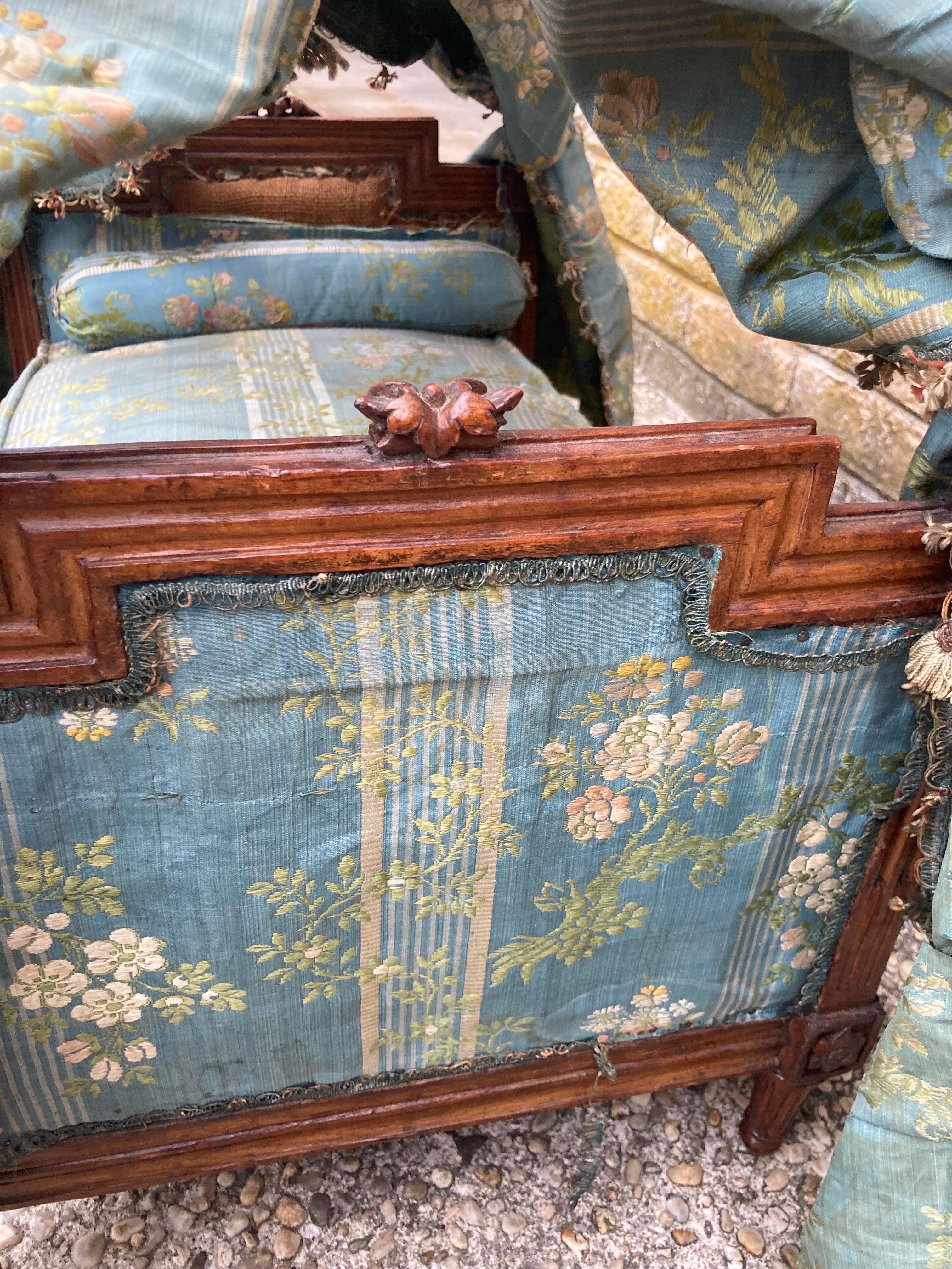 Silk 19th Century Pet or Doll Bed For Sale