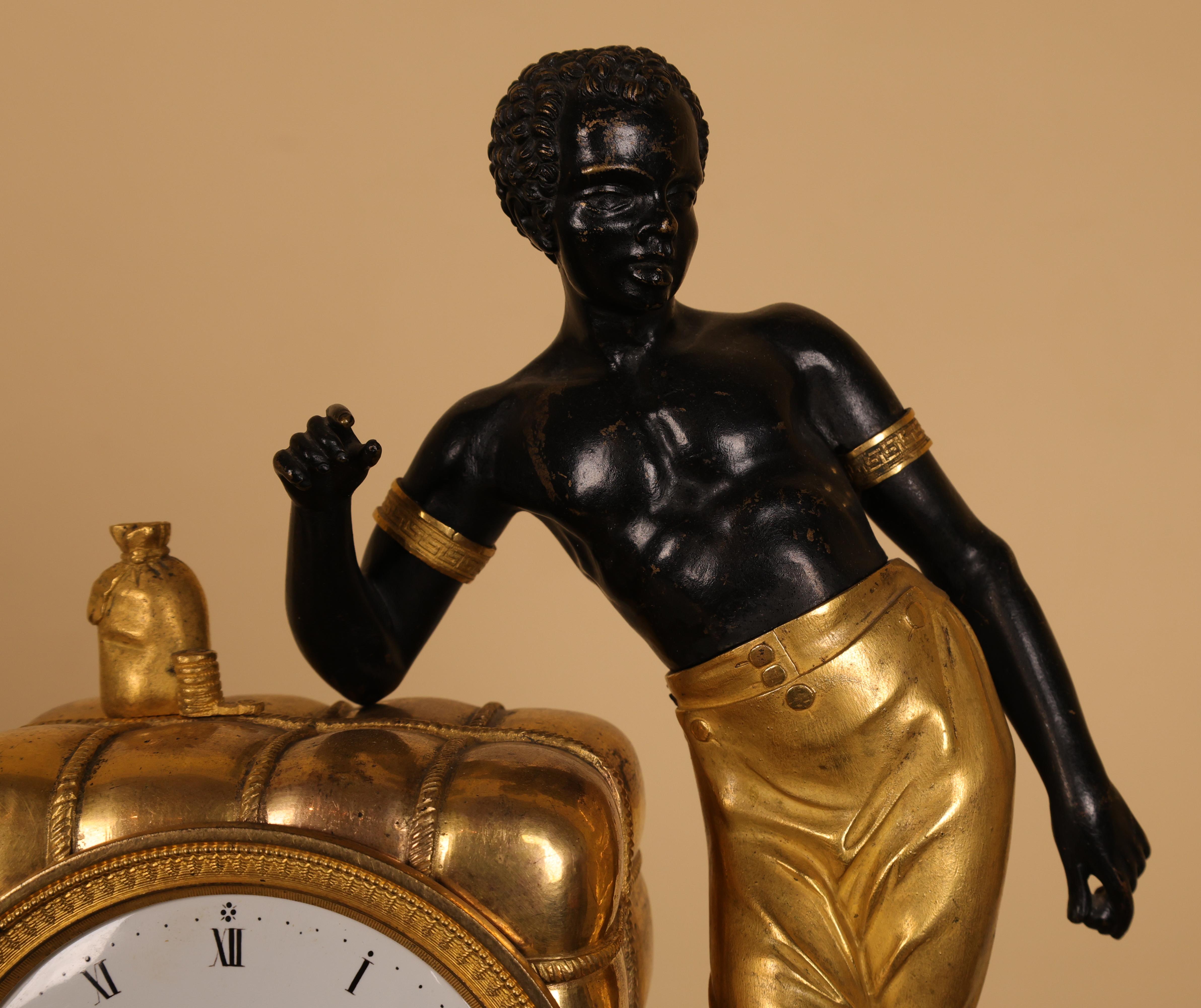 A high-quality Swedish burnished gilt and patinated bronze mantel clock with a movement by Peter Strengberg (watchmaker in Stockholm and Mariefred from 1802-1831). The design is based on a drawing by Matelot, with the clock's theme inspired by