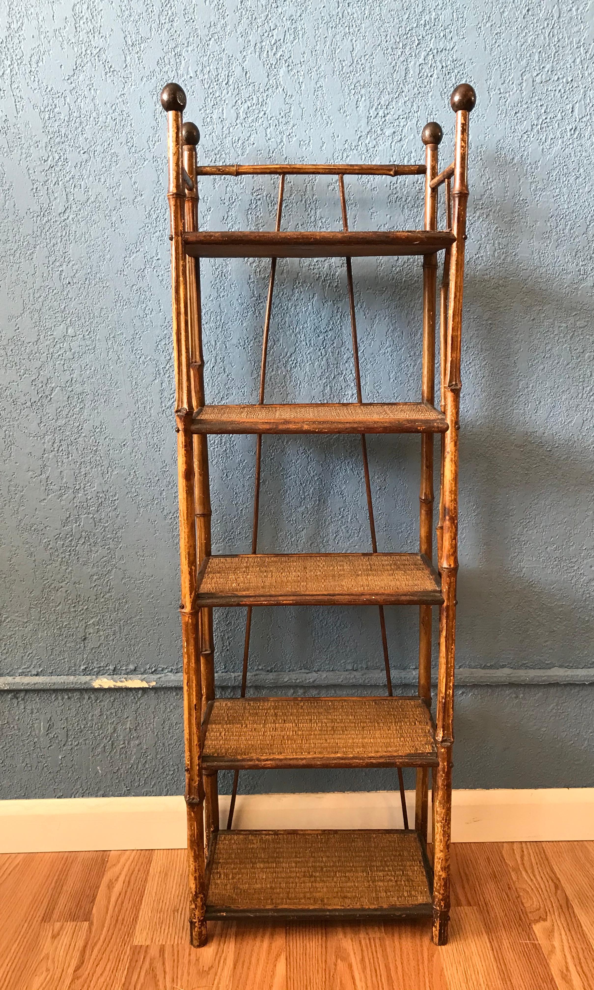 19TH Century Petite Bamboo Etagere / Bookstand In Good Condition In West Palm Beach, FL