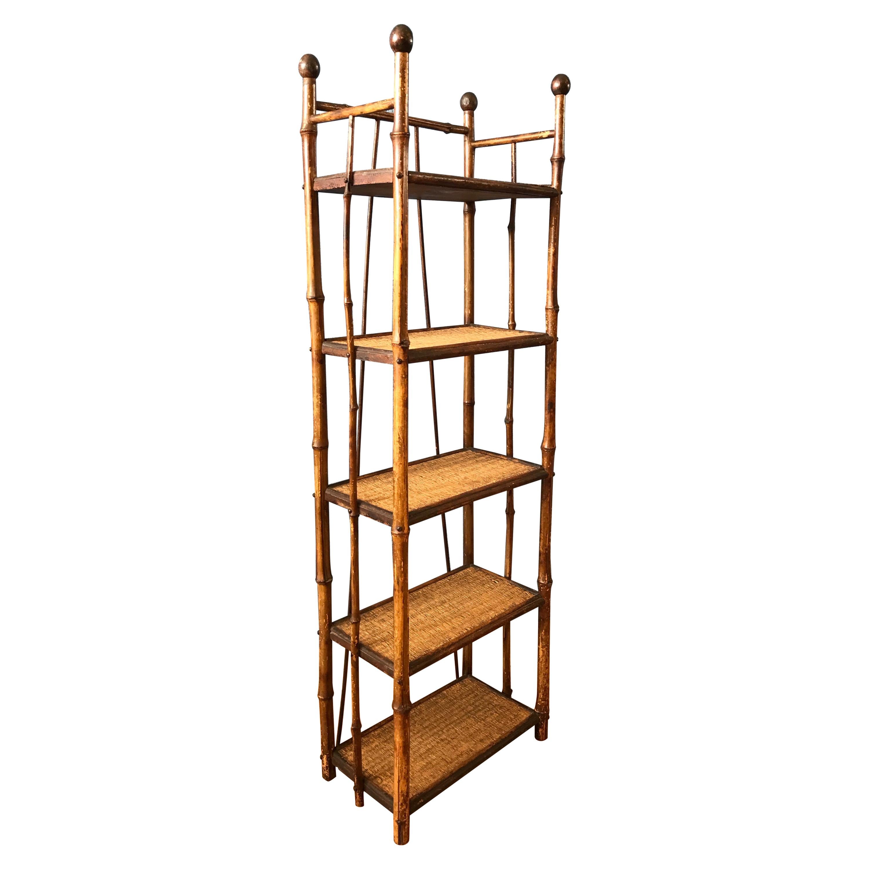 19TH Century Petite Bamboo Etagere / Bookstand