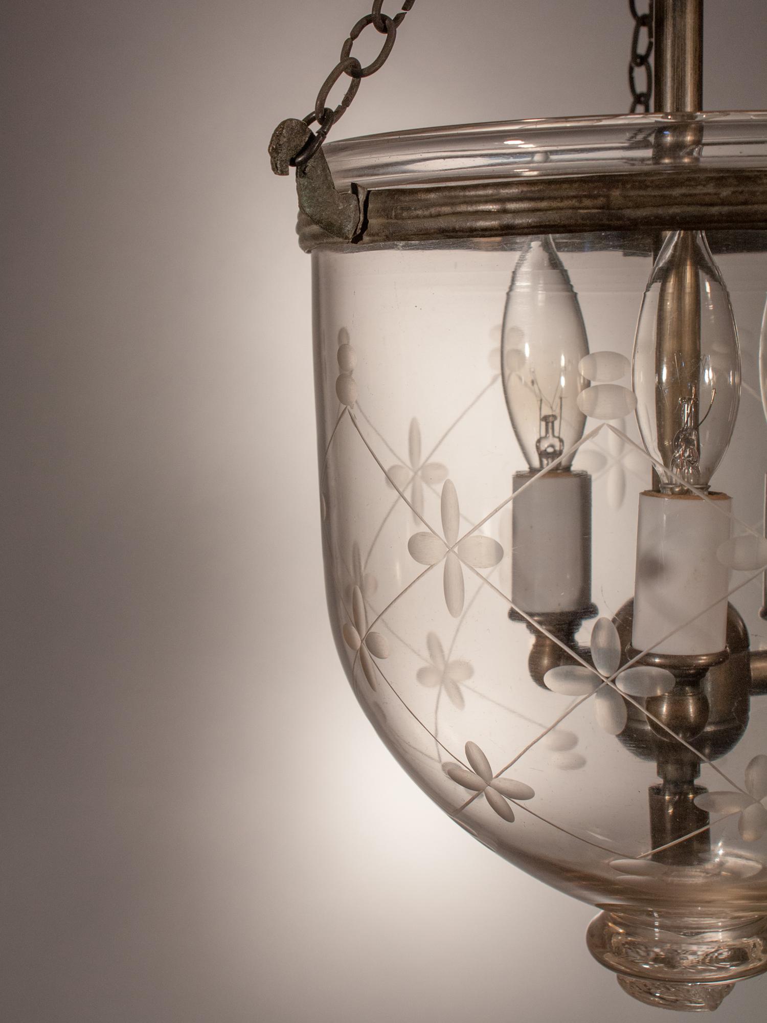 Victorian  Petite Bell Jar Lantern with Etching