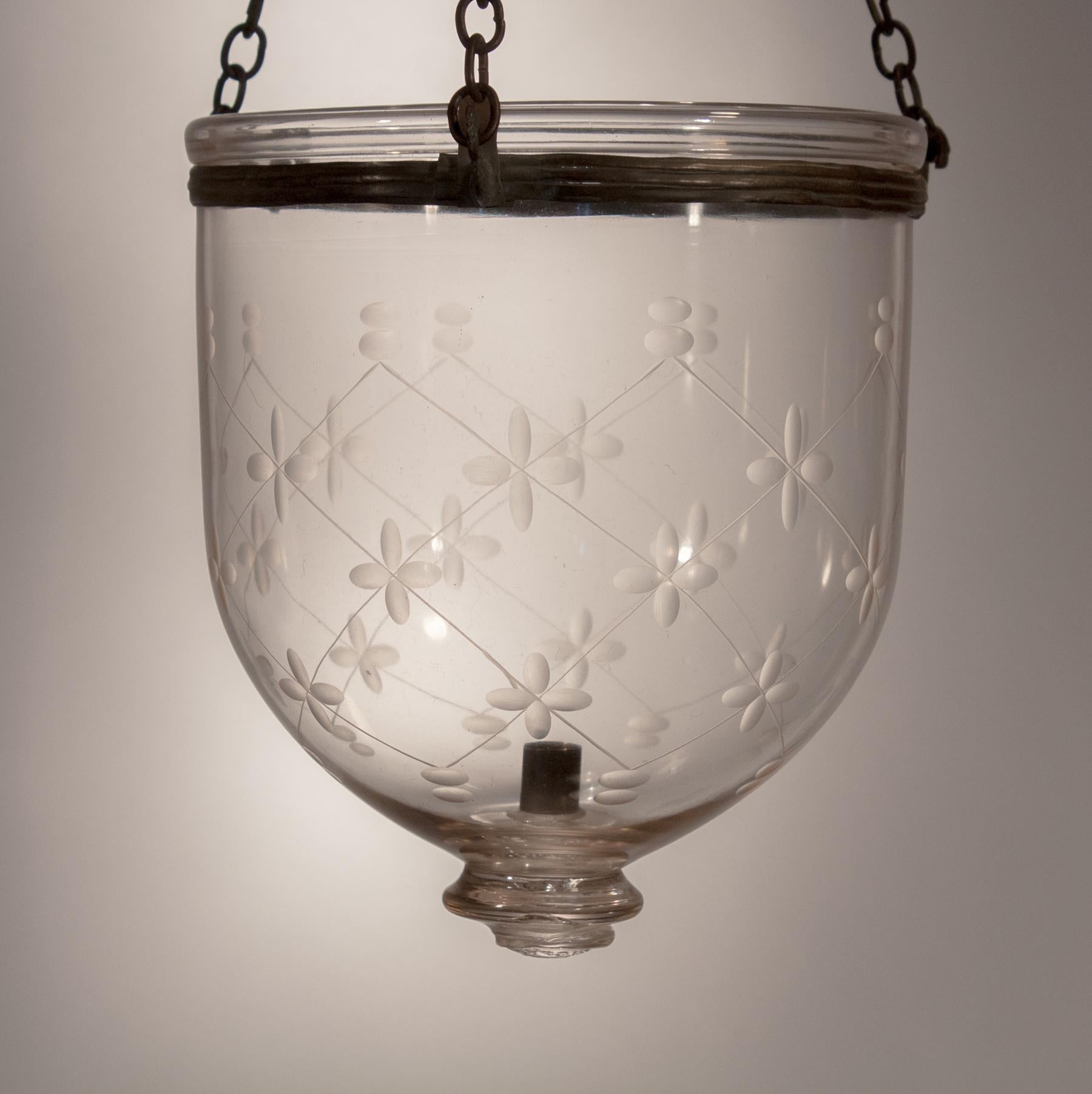  Petite Bell Jar Lantern with Etching 1