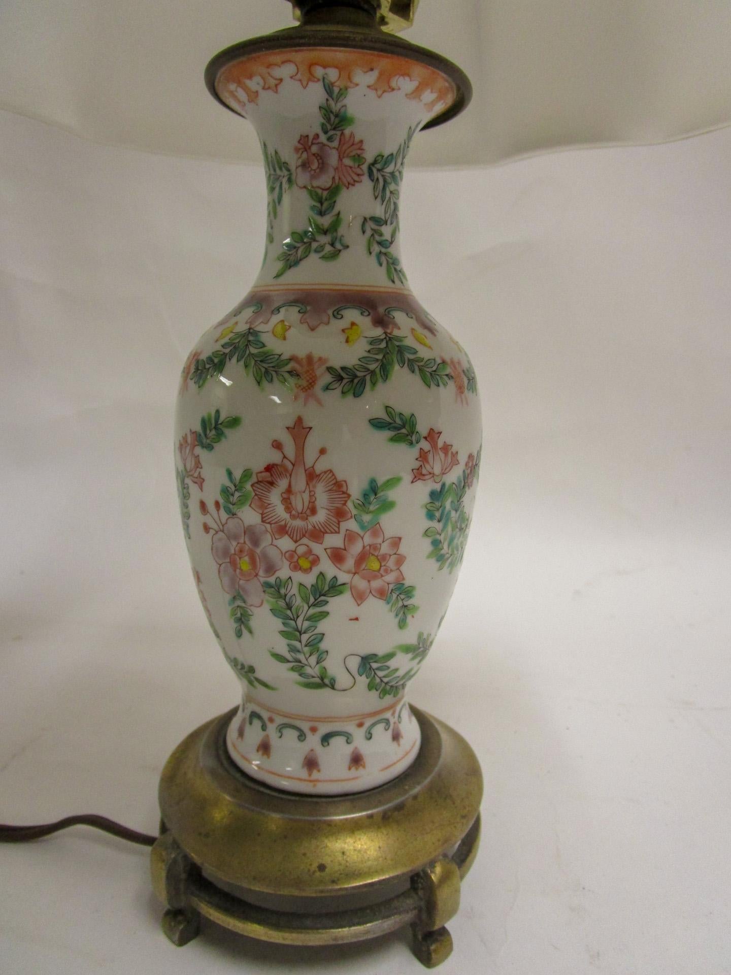 Painted 19th Century Petite Chinese Export Table Lamp