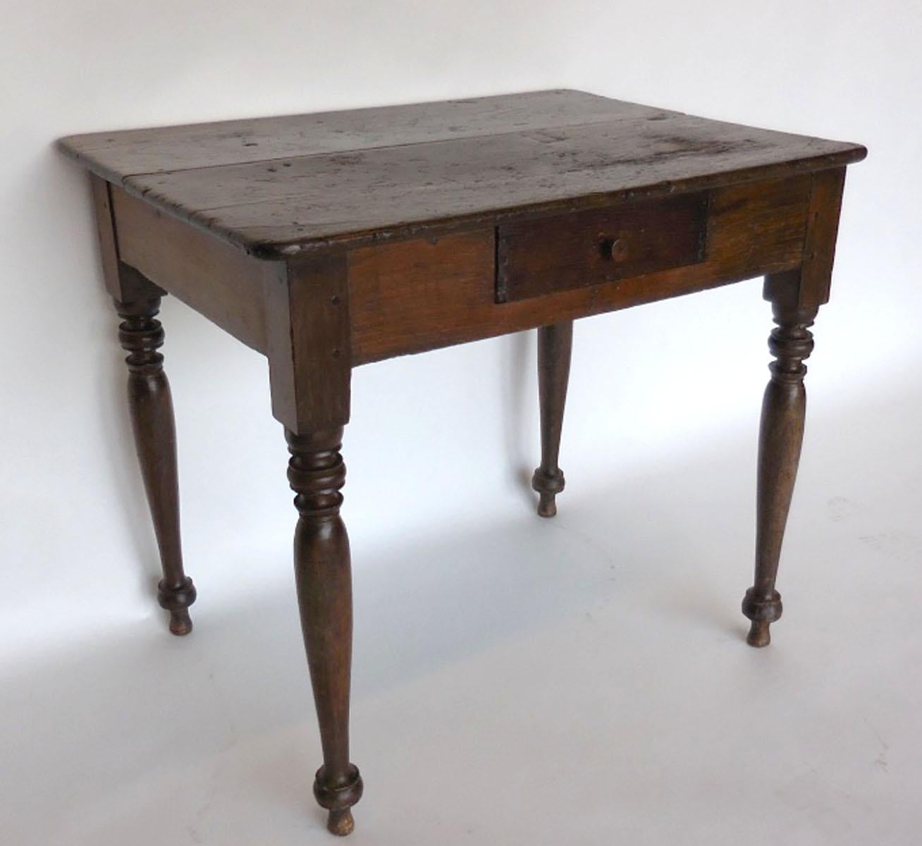 Spanish Colonial 19th Century Petite Desk or Side Table with Dovetailed Drawer